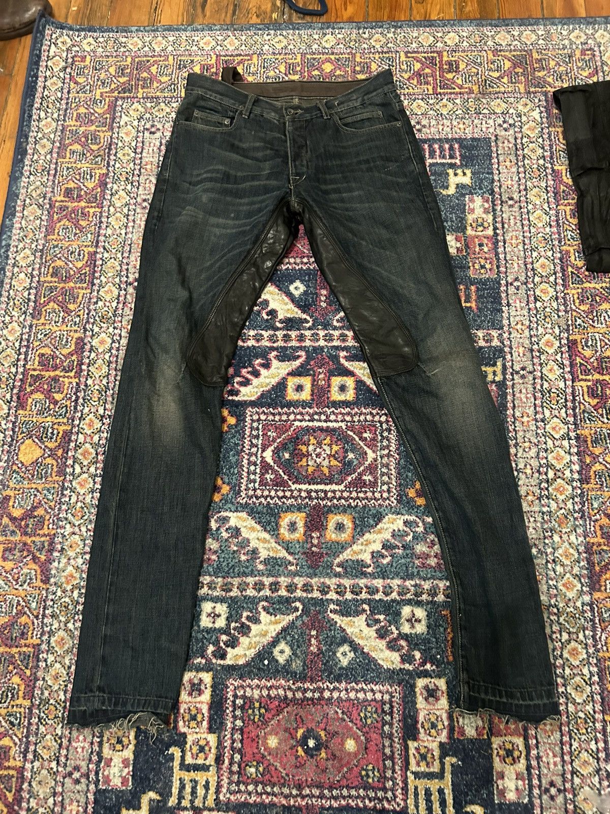 Rick Owens Rick Owens rare leather chap Detroits dirty Blu Size US 31 - 1 Thumbnail