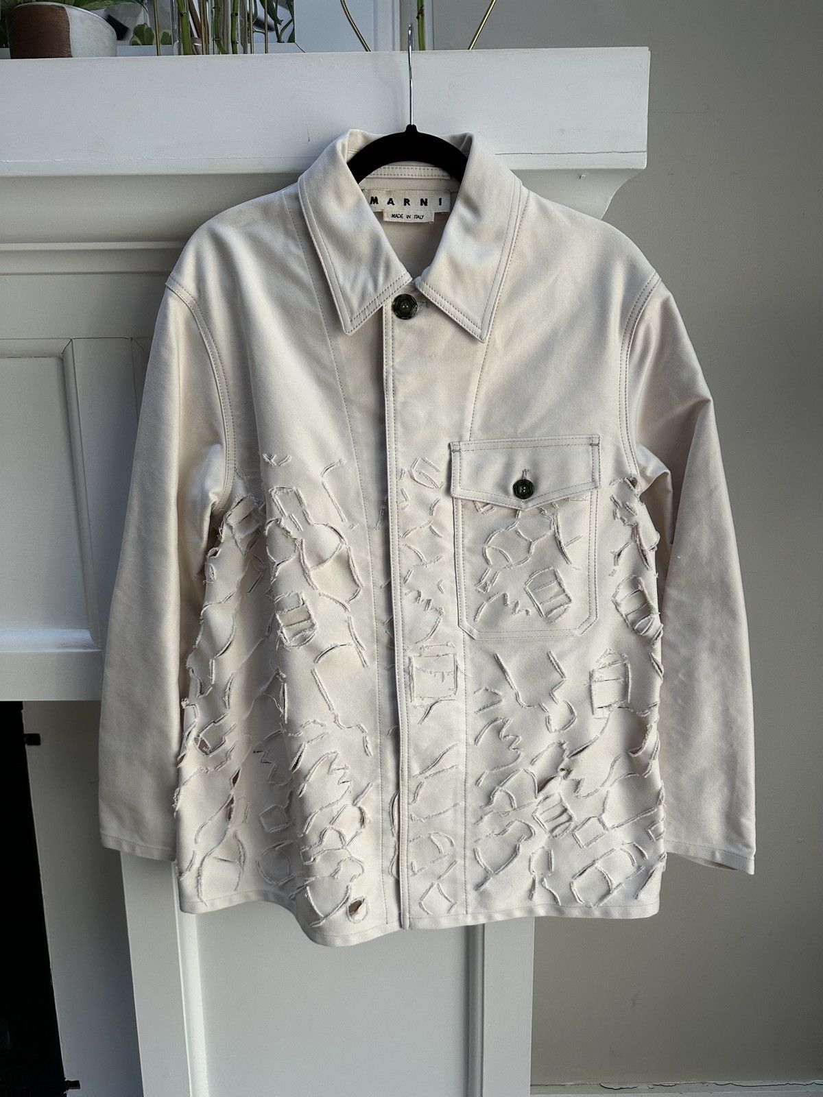 Marni Ivory Cut-Out Collared Shirt Jacket Size US S / EU 44-46 / 1 - 1 Thumbnail