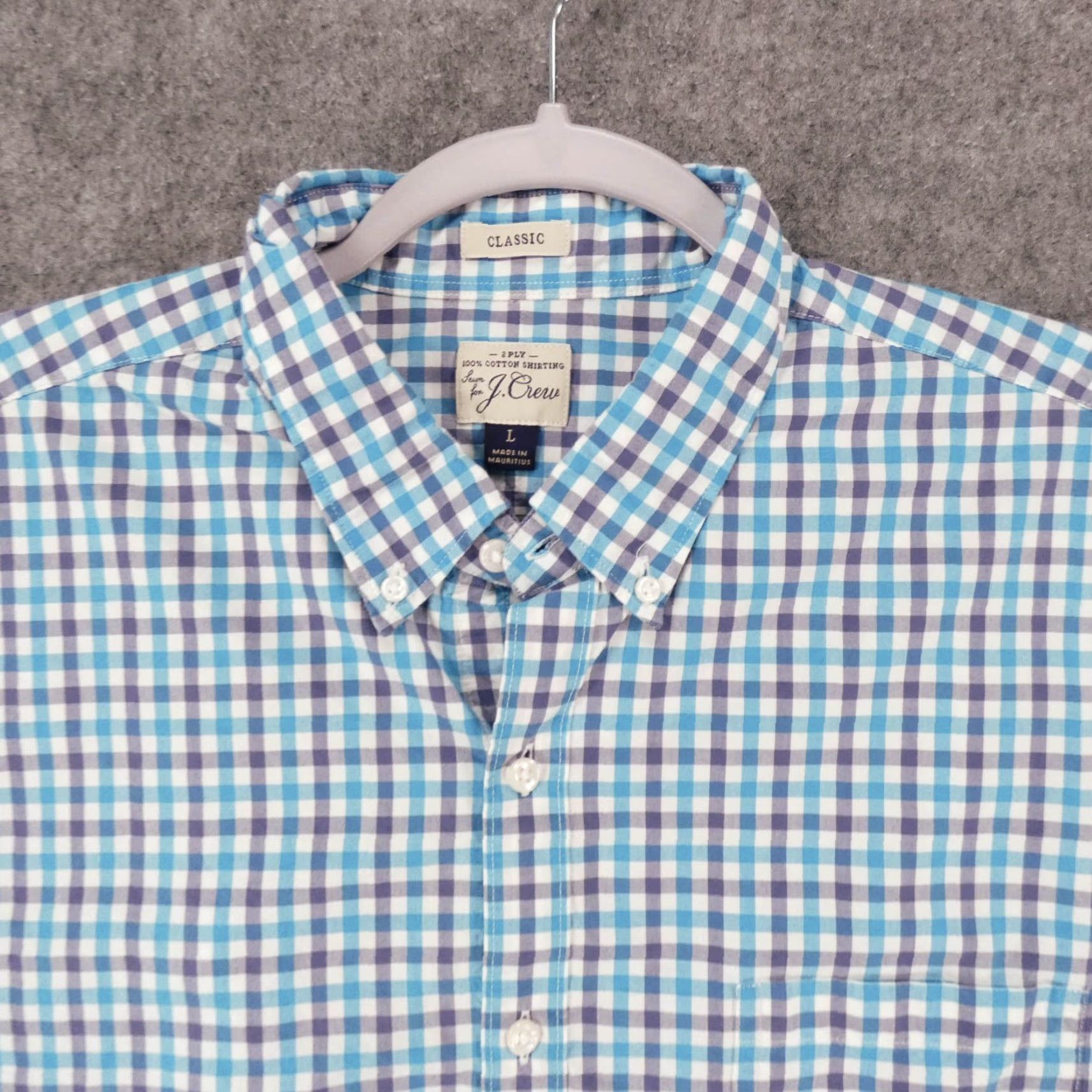 J.Crew J.CREW Shirt Men L Classic Long Sleeve Button-Up Blue White Turquoise Check Size US L / EU 52-54 / 3 - 2 Thumbnail