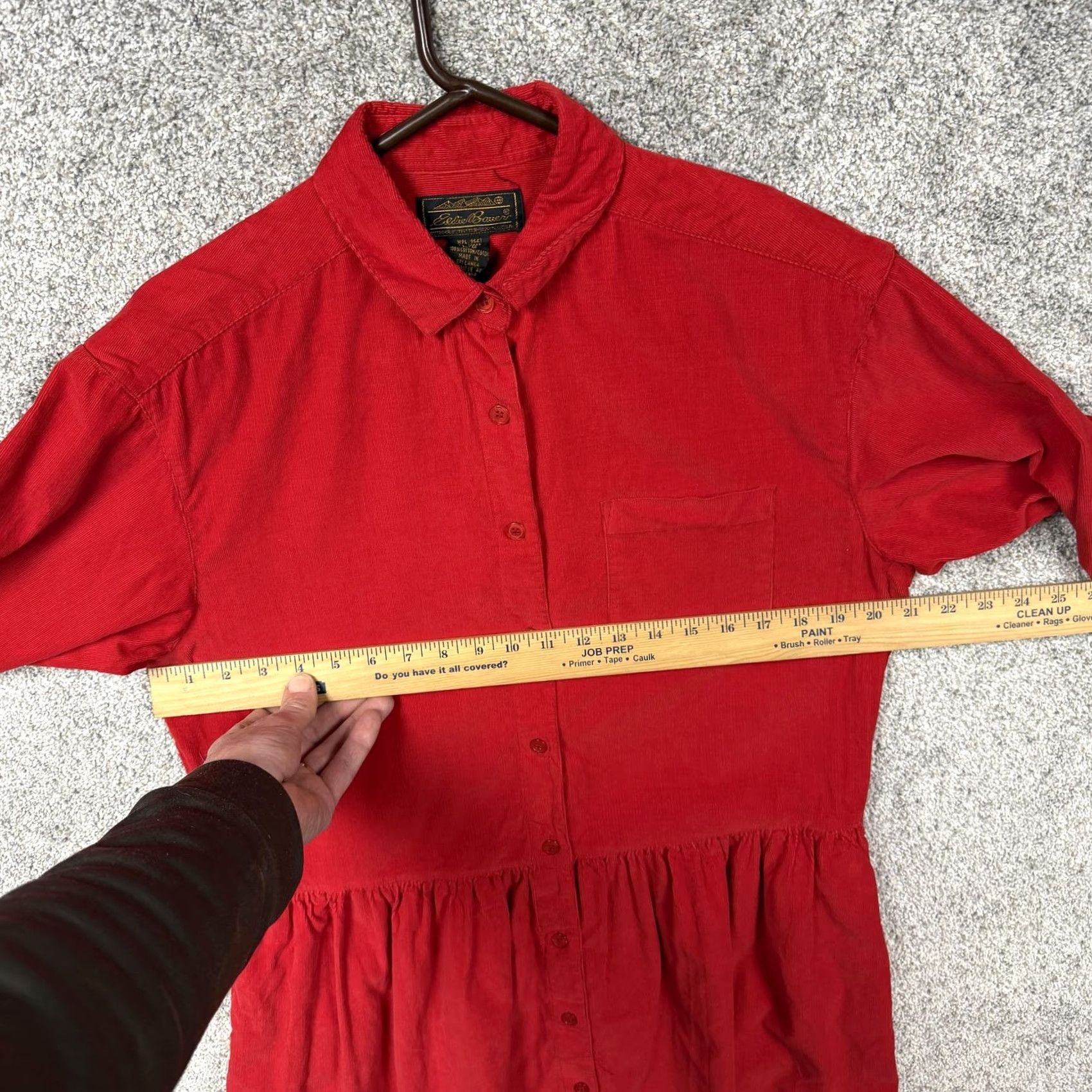 Eddie Bauer VINTAGE Eddie Bauer Shirt Dress Petite L Red Corduroy Midi Long Sleeve Collared 90s Holiday Casual Womens Size L / US 10 / IT 46 - 3 Thumbnail