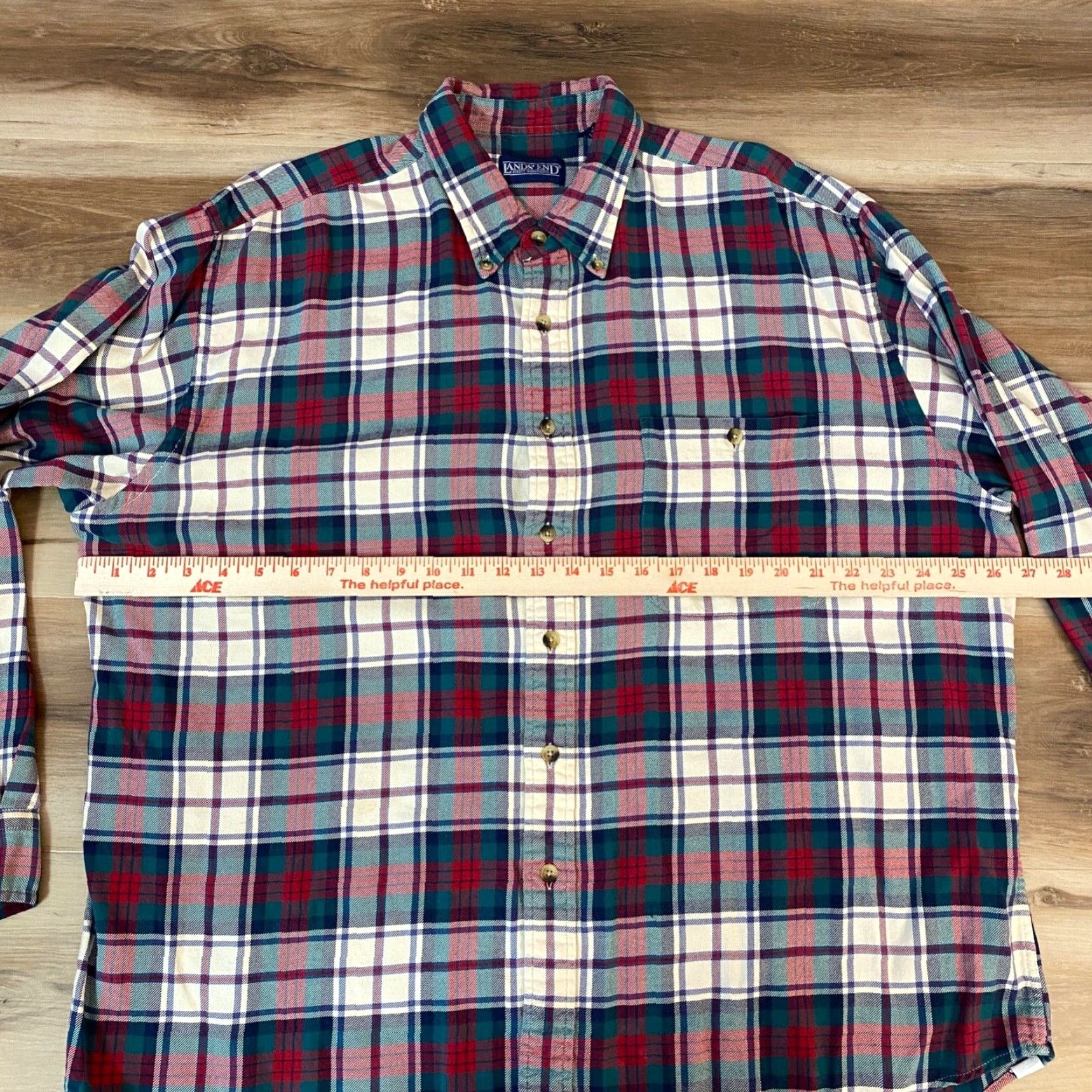 Lands' End VINTAGE Lands' End Flannel Shirt Mens XL Scotch Plaid Button-Down 17-17.5 Size US XL / EU 56 / 4 - 7 Thumbnail