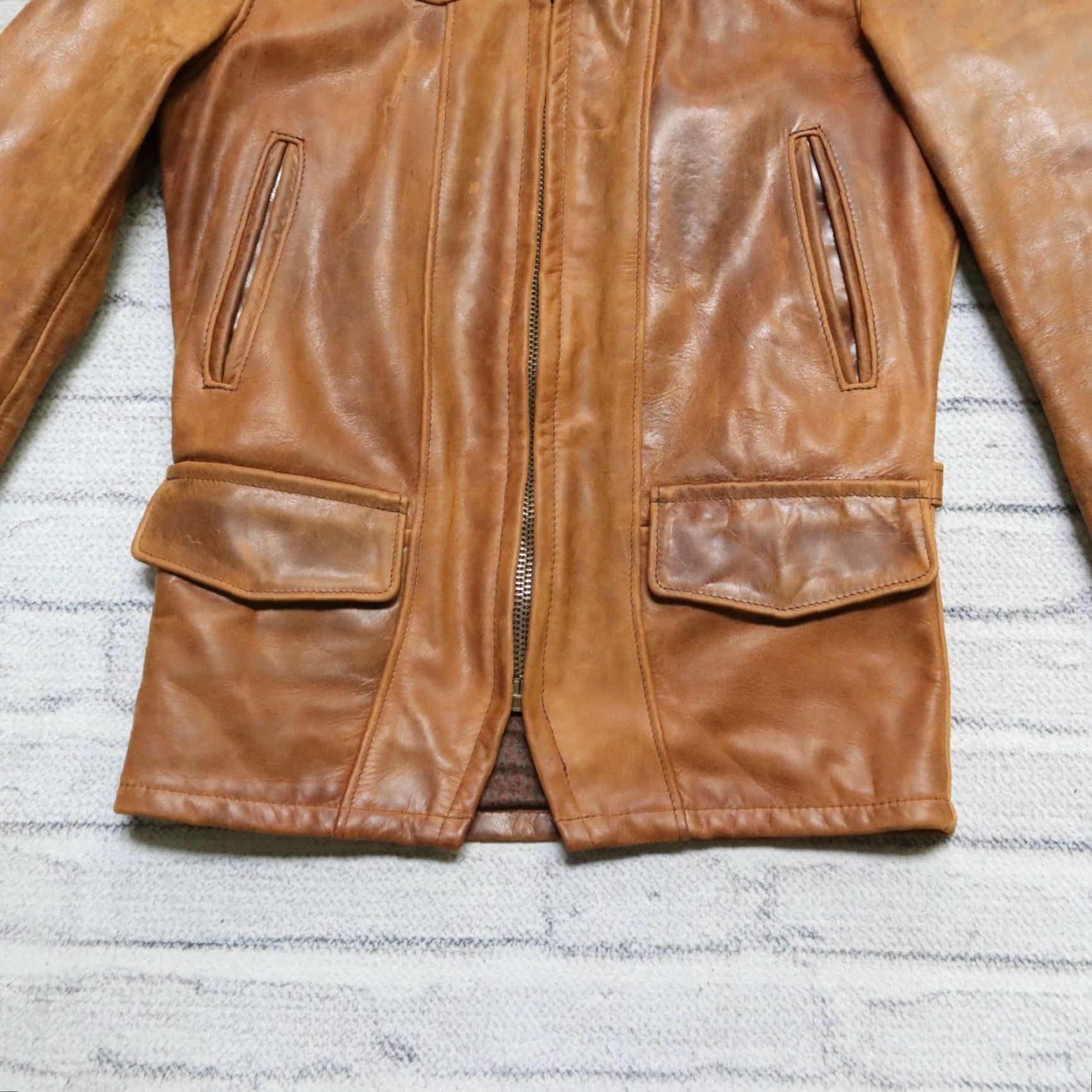 VINTAGE Schott NYC 532 Rogue John Hancock Leather Delivery Jacket XS Brown Mens