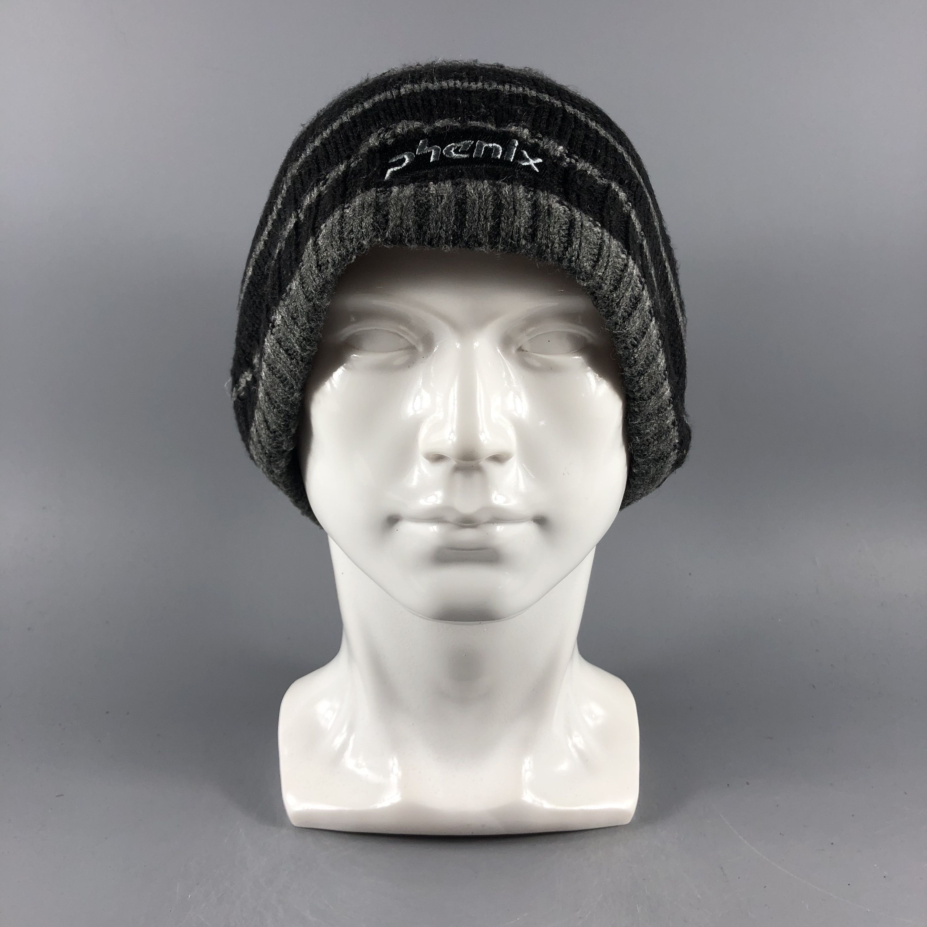 image of Phenix Hats Stripe Beanie Knit Snow Hat Snow Cap B1087, Men's
