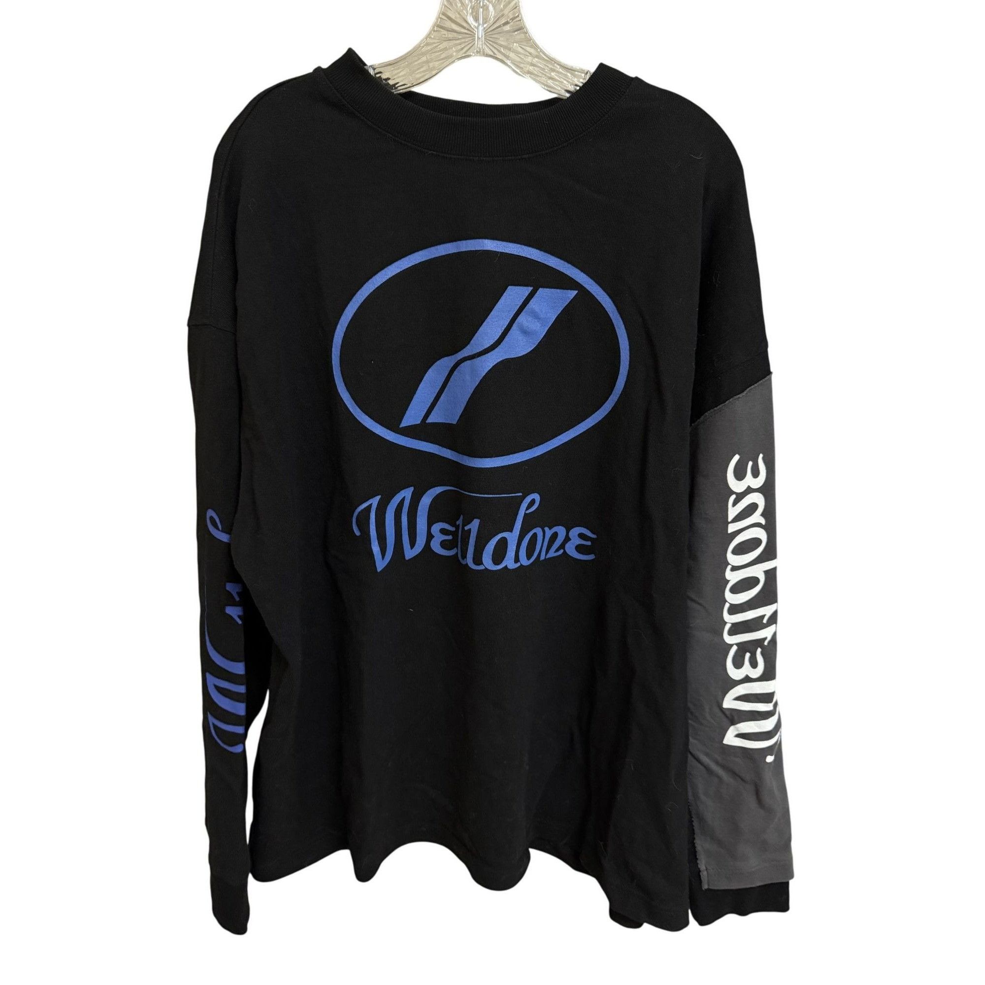 WE11DONE We11Done Black Long Sleeve Graphic Tee With Blue Logo Size US S / EU 44-46 / 1 - 1 Thumbnail