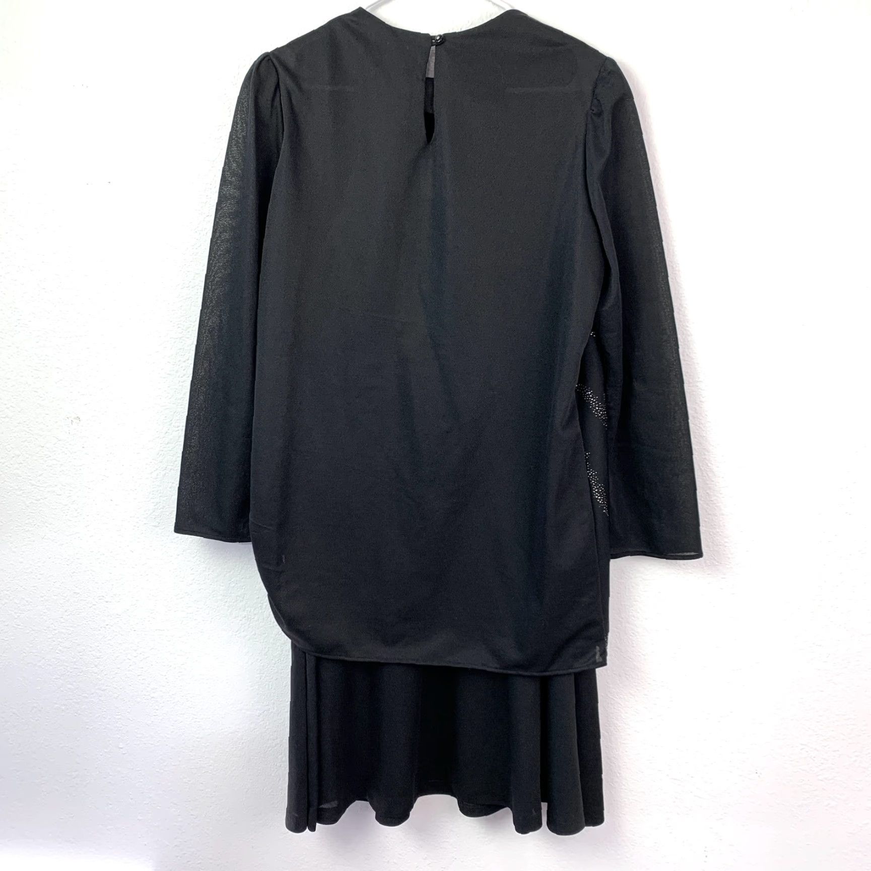 Vintage VINTAGE Earth Angel Dress Women's 17/18 Plus Overlay Geometric Dotted 80s Party Cocktail Long Sleeve Round Neck Knee Length Size XXL / US 16-18 / IT 52-54 - 6 Thumbnail
