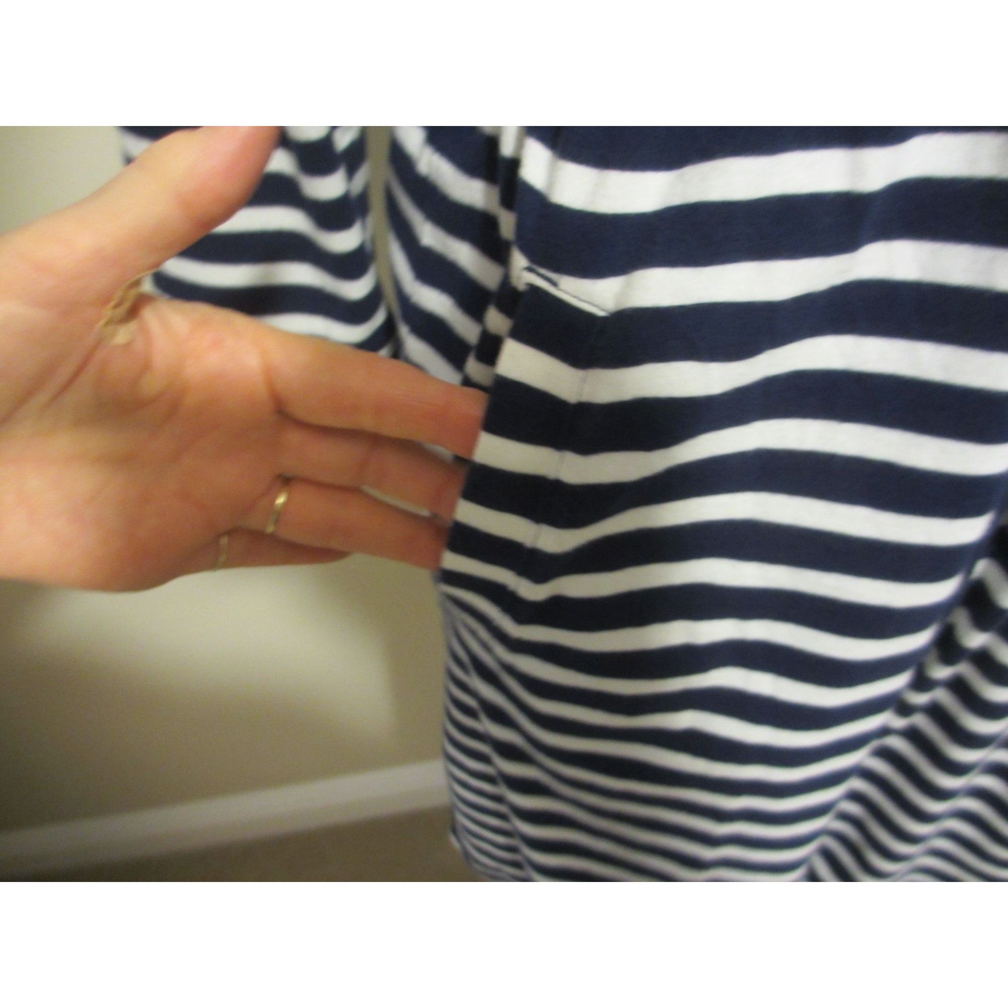 Lands' End Lands End Navy & White Striped Hooded Drawstring Waist Robe Size M / US 6-8 / IT 42-44 - 7 Thumbnail