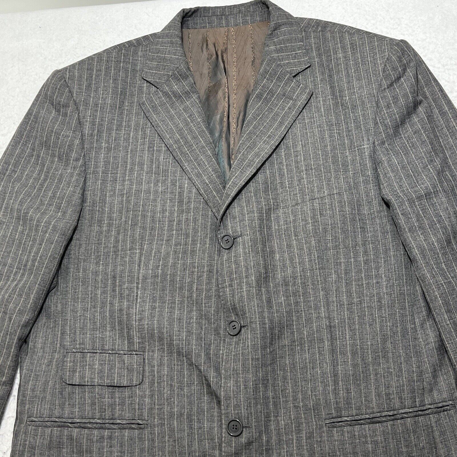 Other Sicilio Gray Pinstripe Sport Coat 3 Button Front Double Vent Size 44R - 2 Thumbnail