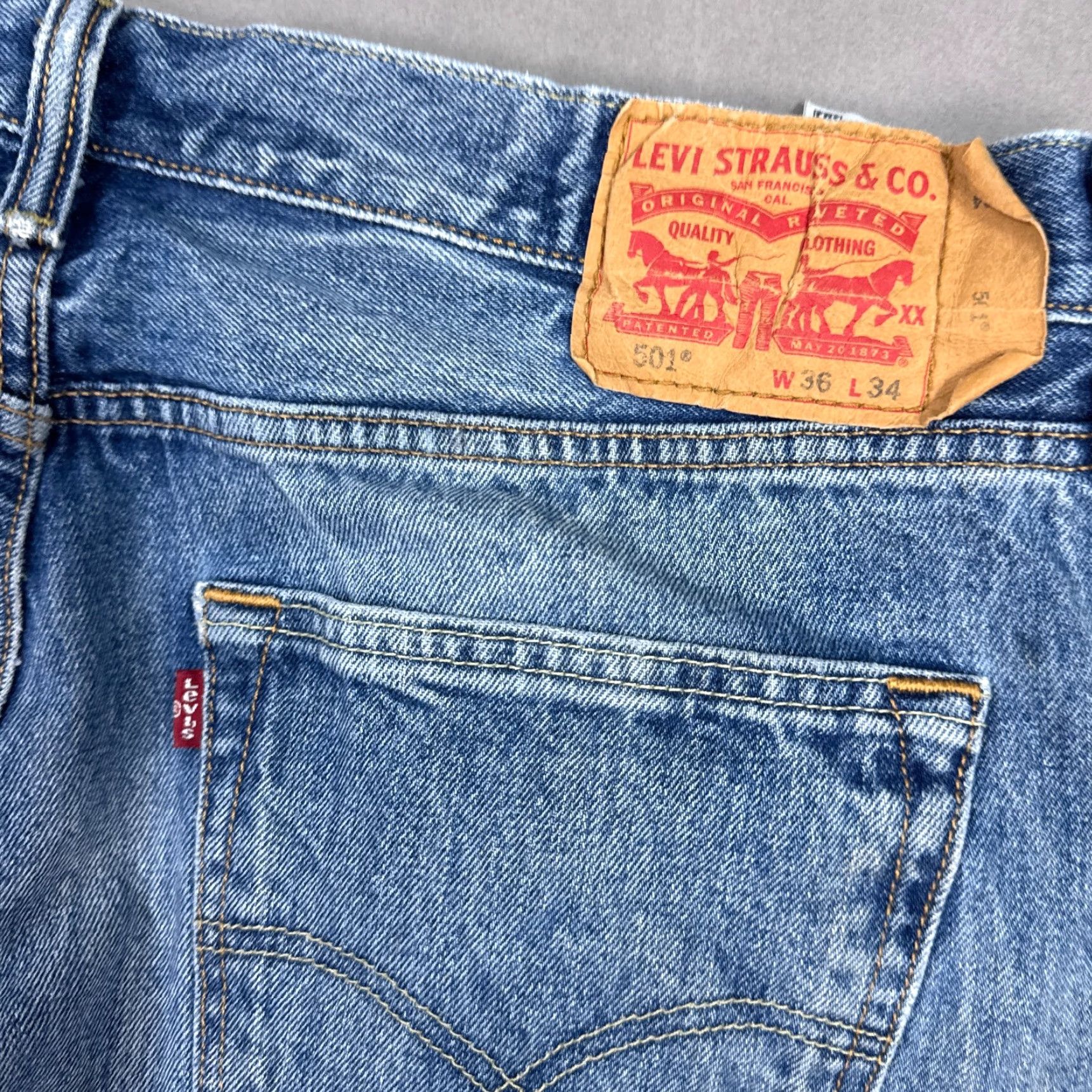 Levi's Levi's 501 Jeans Mens 36x34 Blue Button Fly Denim Pants Straight Classic" Size US 36 / EU 52 - 6 Thumbnail