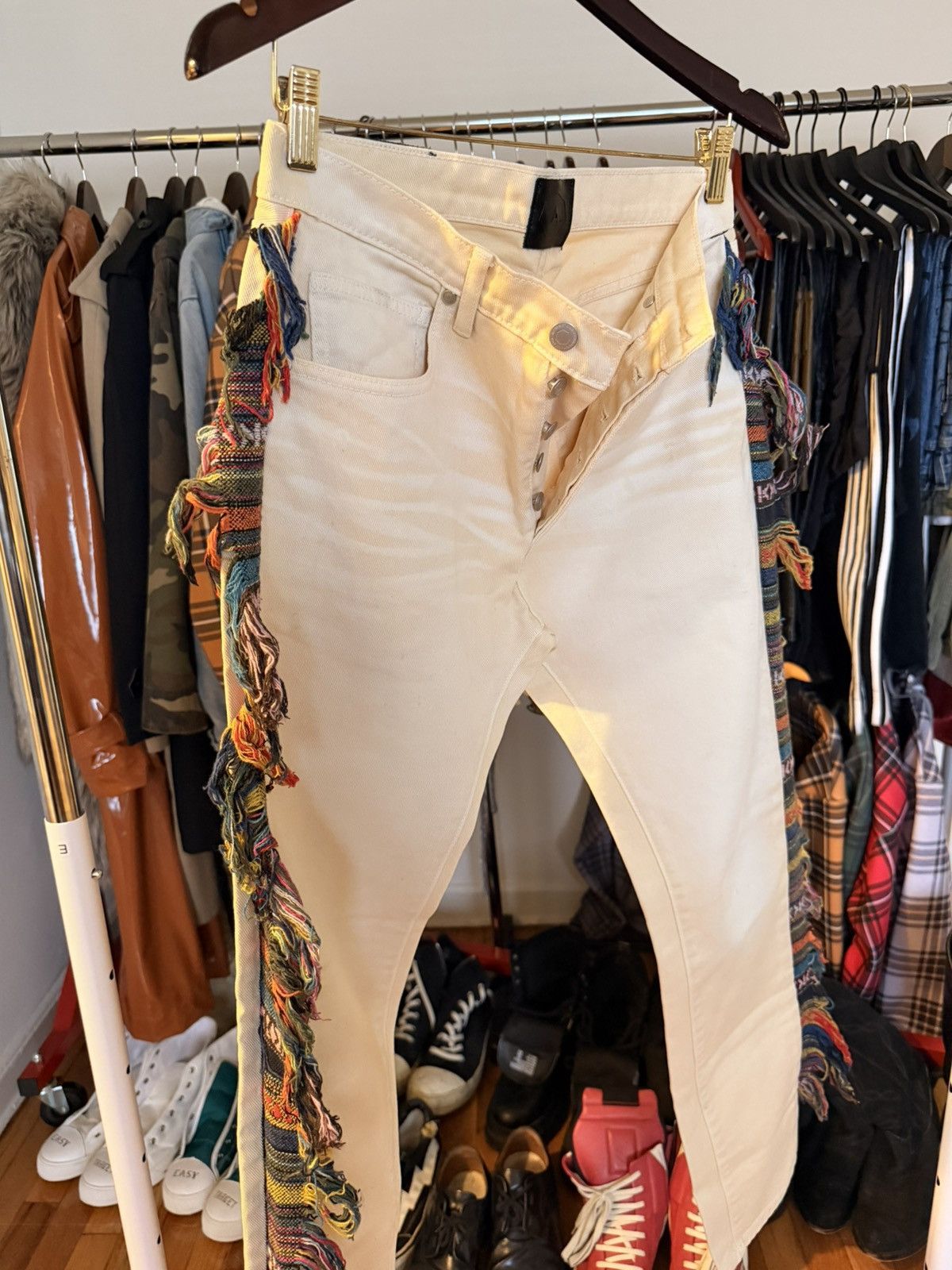Alchemist Alchemist Beige Fringed Jeans Size US 29 - 5 Thumbnail