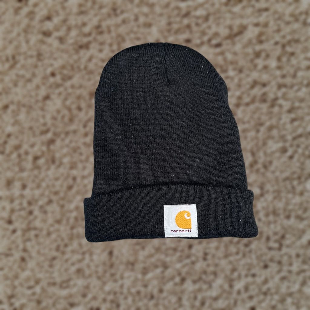 Carhartt VINTAGE Carhartt Beanie Hat Adult One Size Black Knit 100% Acrylic Workwear Outdoors Mens Size ONE SIZE - 1 Thumbnail