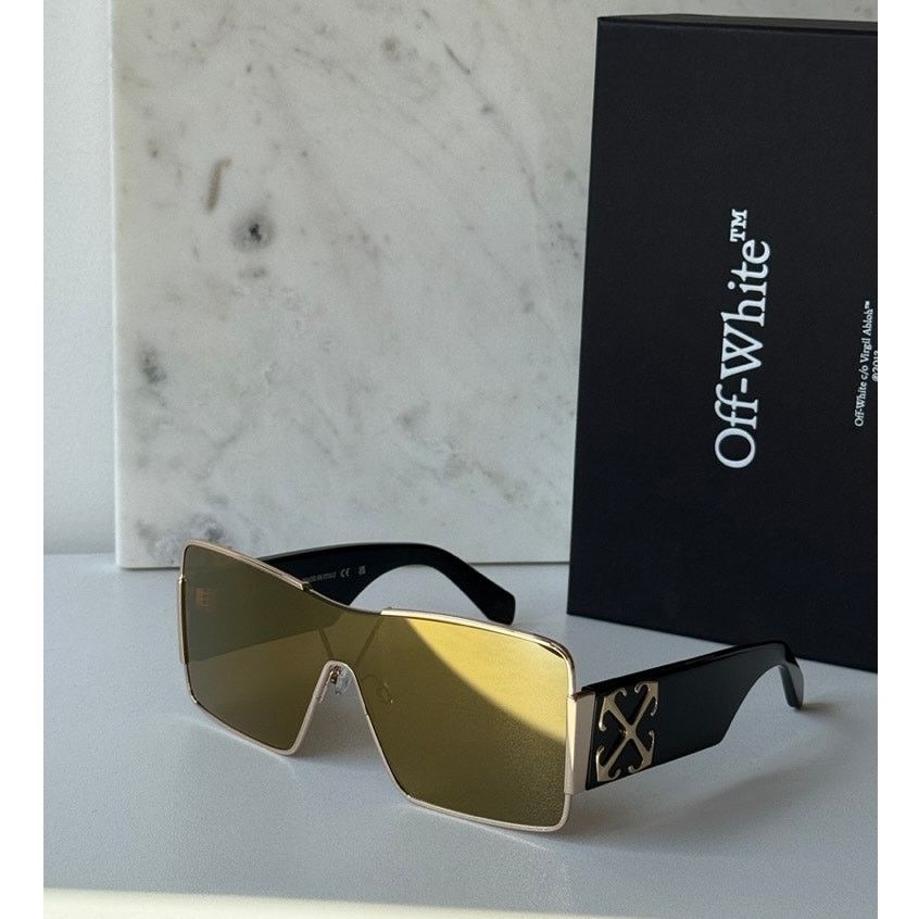 Off-White NEW Off White Aspen Metal Unisex Sunglasses in Gold Mirror Size ONE SIZE - 1 Thumbnail