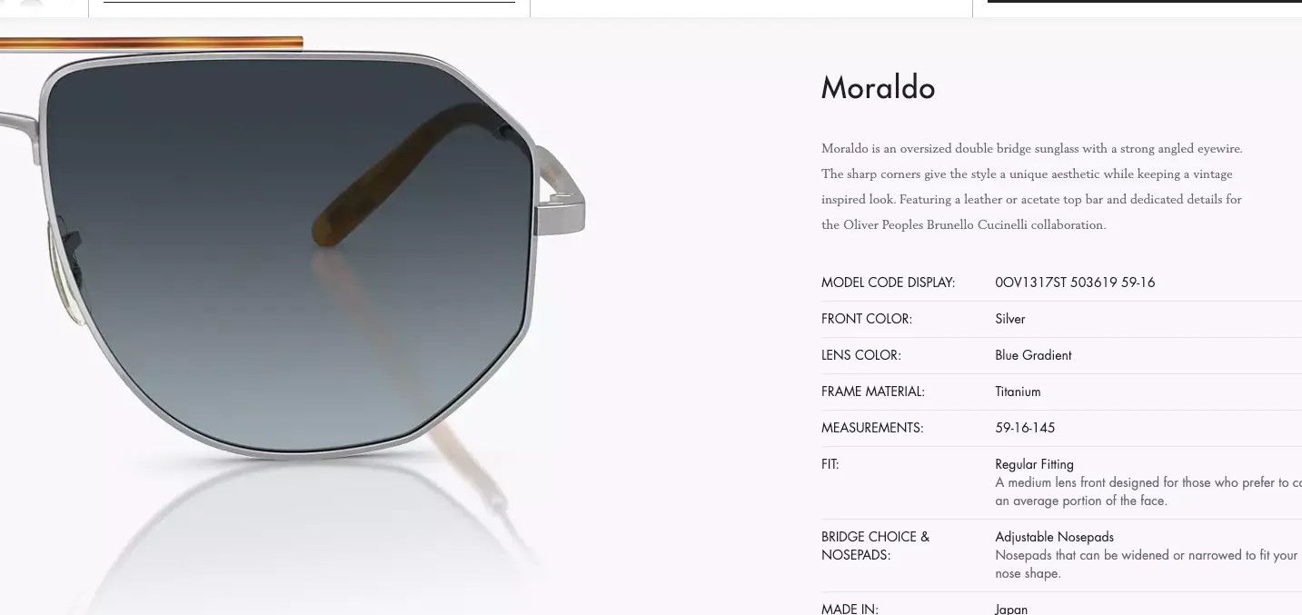 Oliver Peoples Brunello Cucinelli Collection MORALDO 59mm SUN Size ONE SIZE - 13 Thumbnail