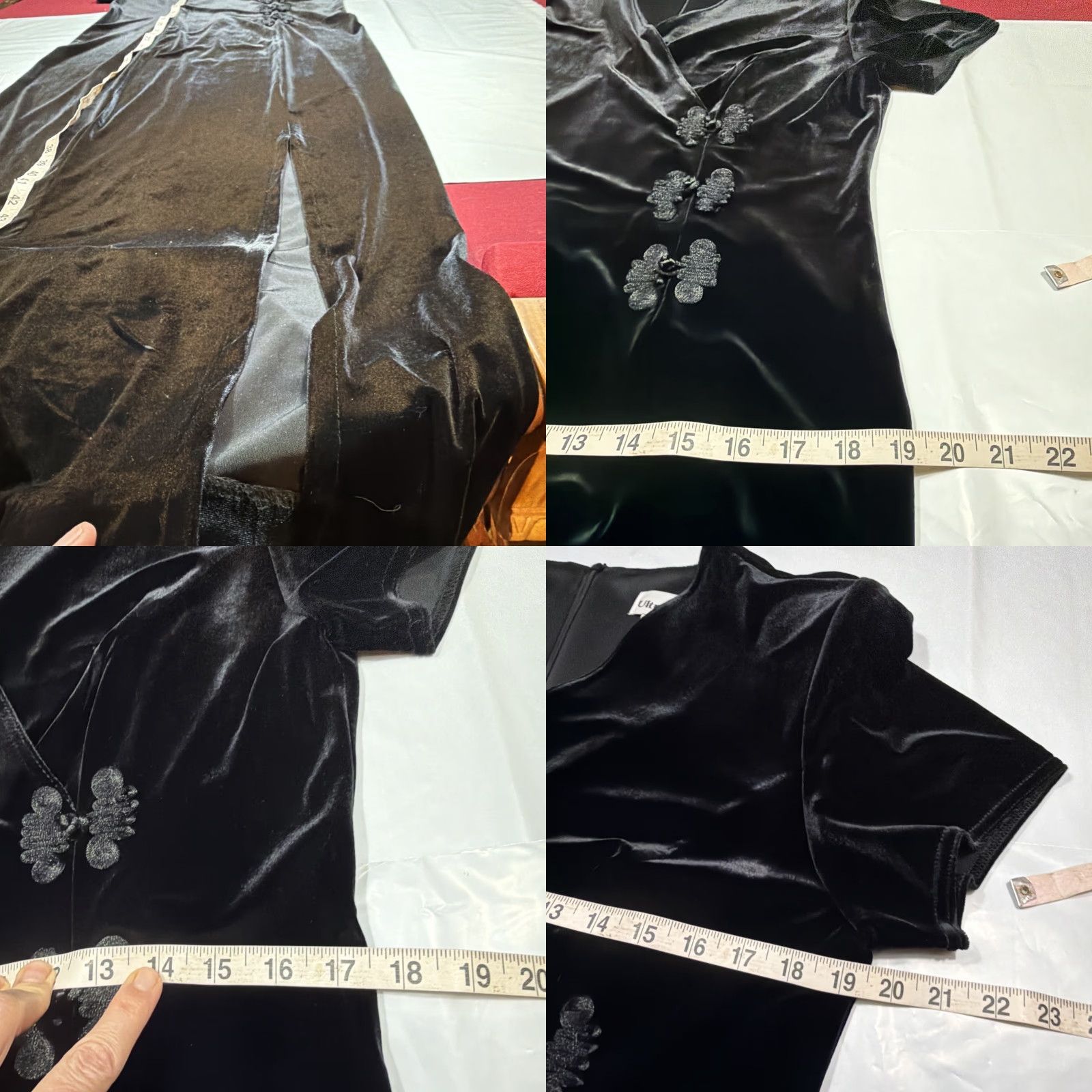 Velvet VINTAGE Black Velvet Gown Short Sleeve V-Neck Wrap Maxi Front Slit Women’s Size 14 Dresses Size 36" / US 14 / IT 50 - 9 Thumbnail