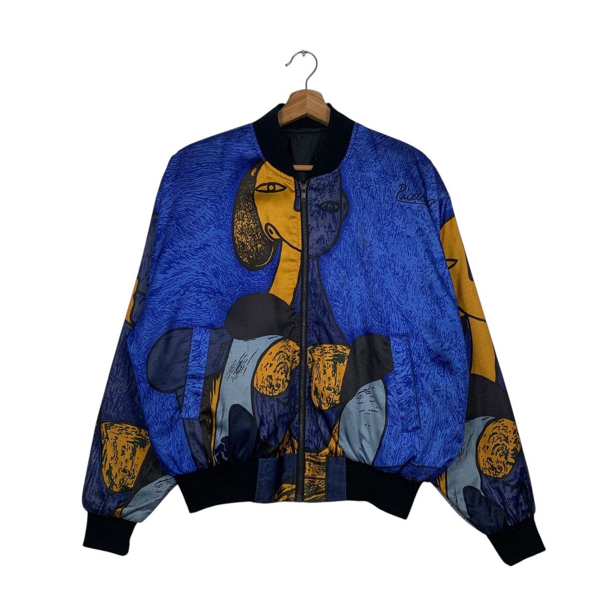 Japanese Brand Nice Design Picasso Full Print Satin Bomber Jacket Size US M / EU 48-50 / 2 - 1 Thumbnail