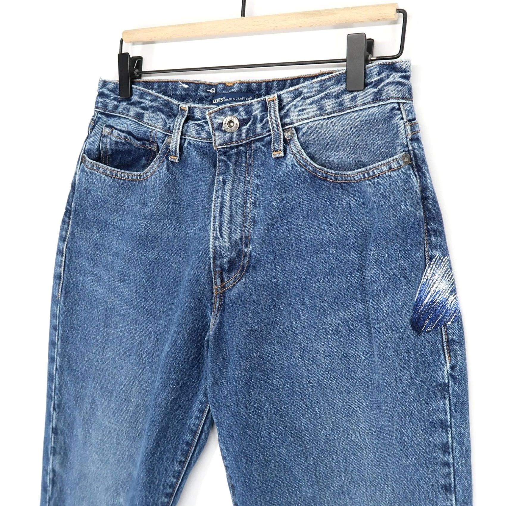 Levi's Levis Made & Crafted Jeans Mens 29 Blue Draft Wide Taper Crop Distressed Cotton Size US 29 - 3 Thumbnail