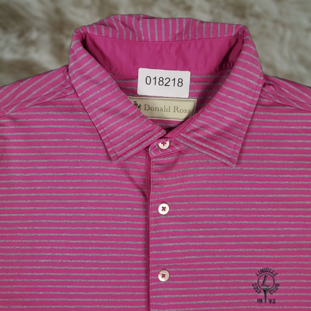 Vintage Donald Ross Polo Shirt Mens Large Pink Striped Golf Casual Short Sleeve Size US L / EU 52-54 / 3 - 1 Thumbnail