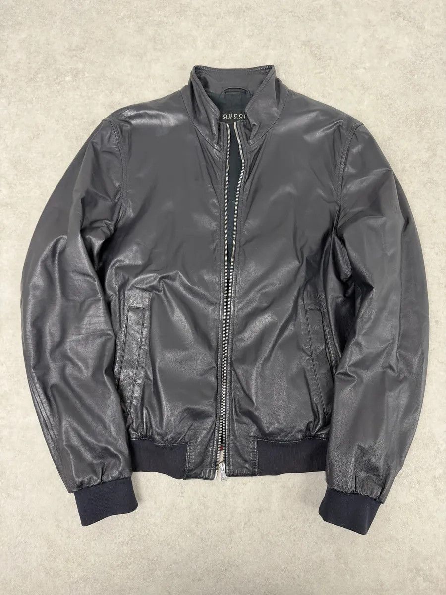Gucci 2000s Gucci Black Leather Minimalist Jacket Size US M / EU 48-50 / 2 - 5 Thumbnail