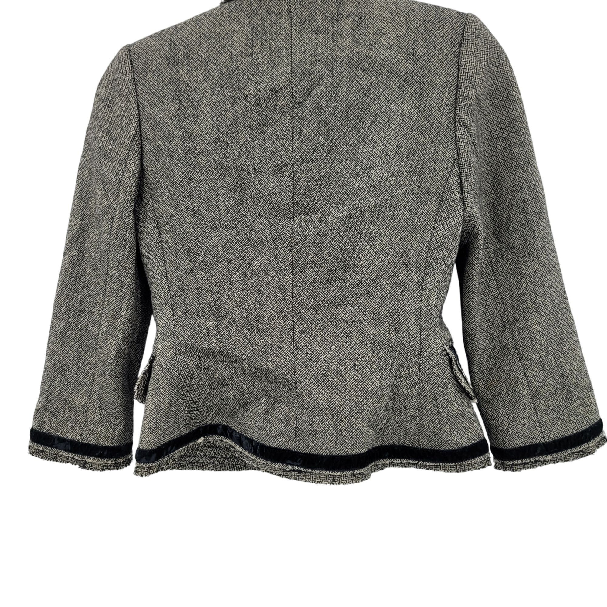 Banana Republic Vtg Y2K Banana Republic Petite Herringbone Blazer 2P Gray Wo Size XS / US 0-2 / IT 36-38 - 7 Thumbnail