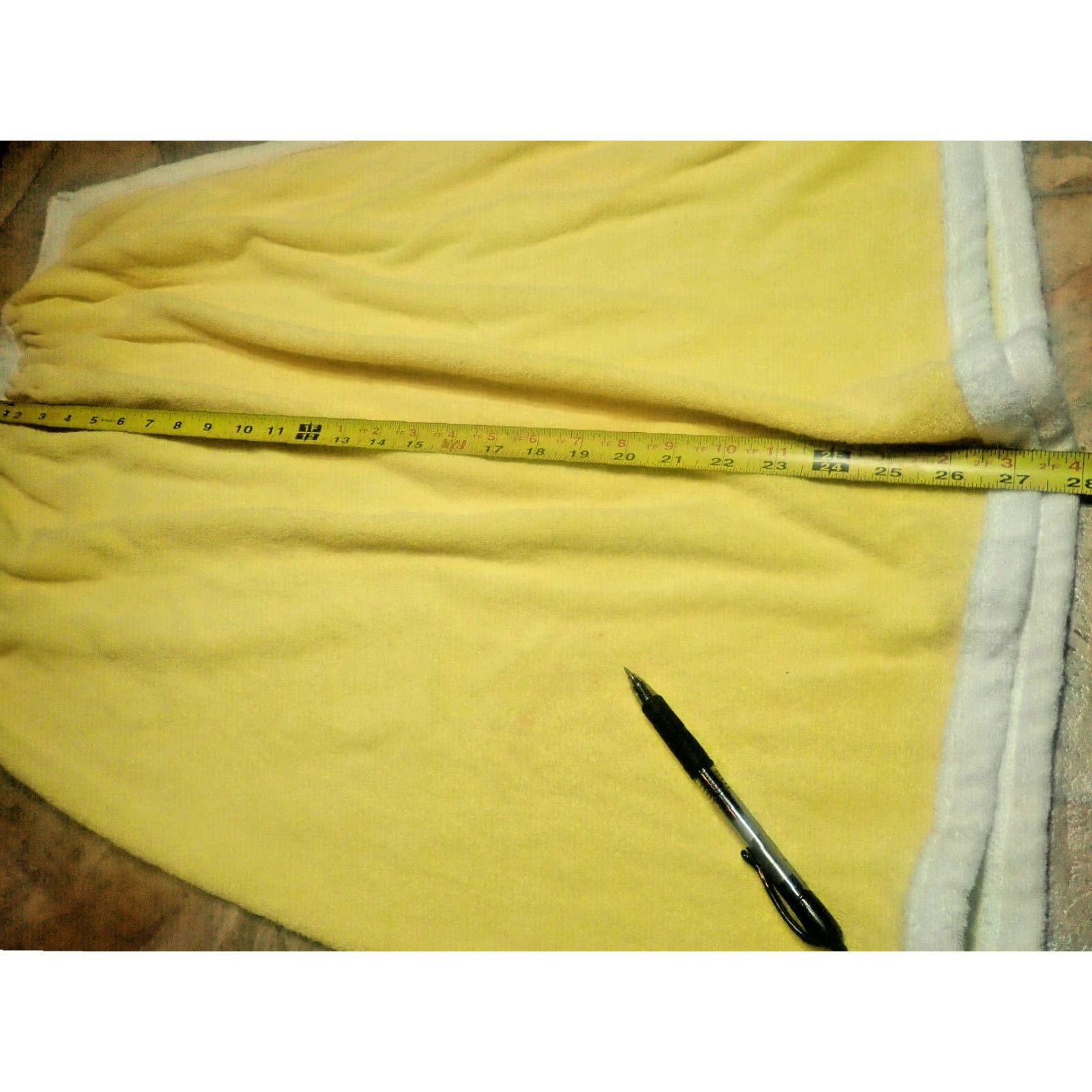 Vintage VINTAGE Beach Cover Up Wrap Womens One Size Yellow Nylon Blend with White Trim USA Made 26 to 29 Inch Waist 46-48" Hips 27" Length Size ONE SIZE - 7 Thumbnail