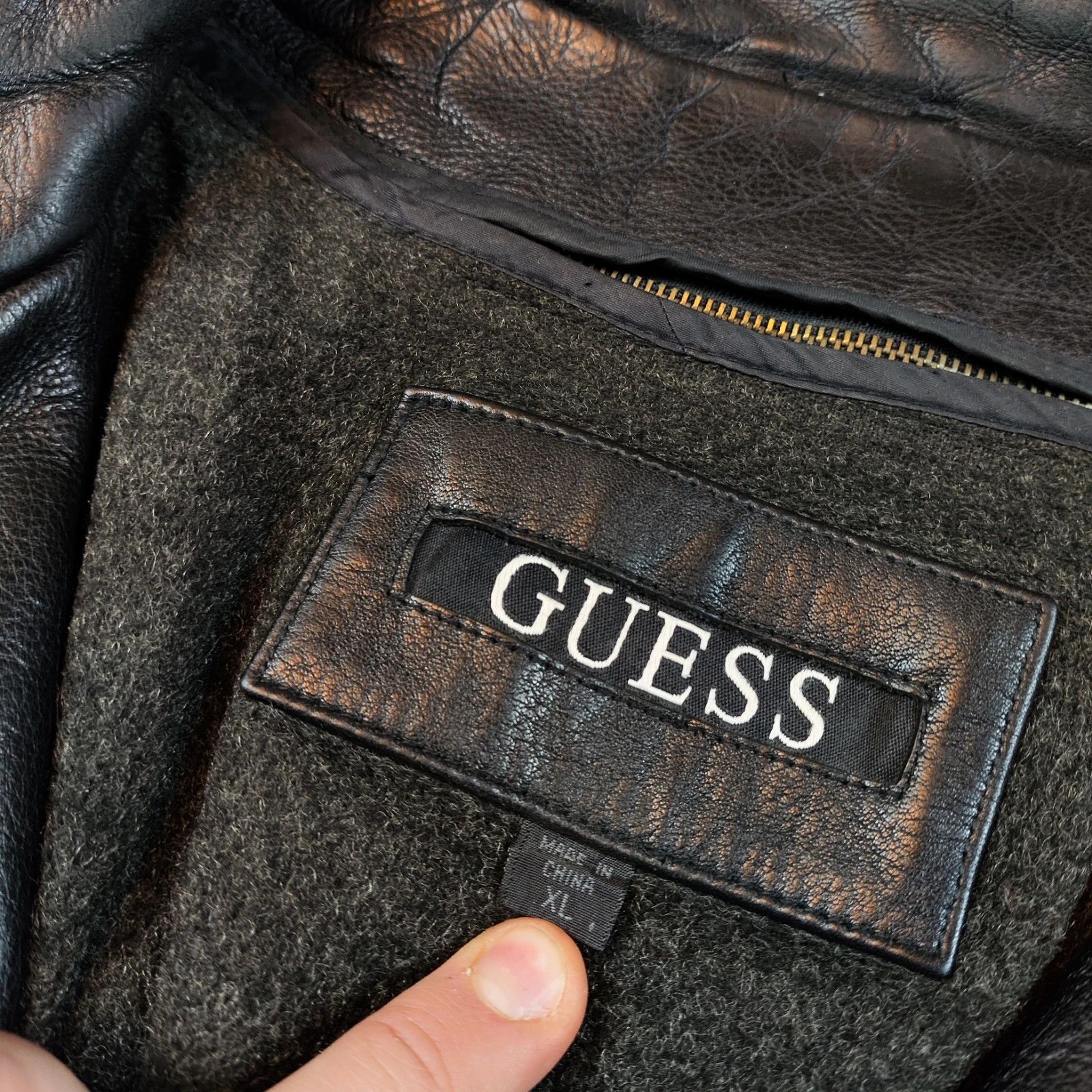Guess Vintage Guess XL leather jacket button 90s rare archive Size US XL / EU 56 / 4 - 6 Thumbnail