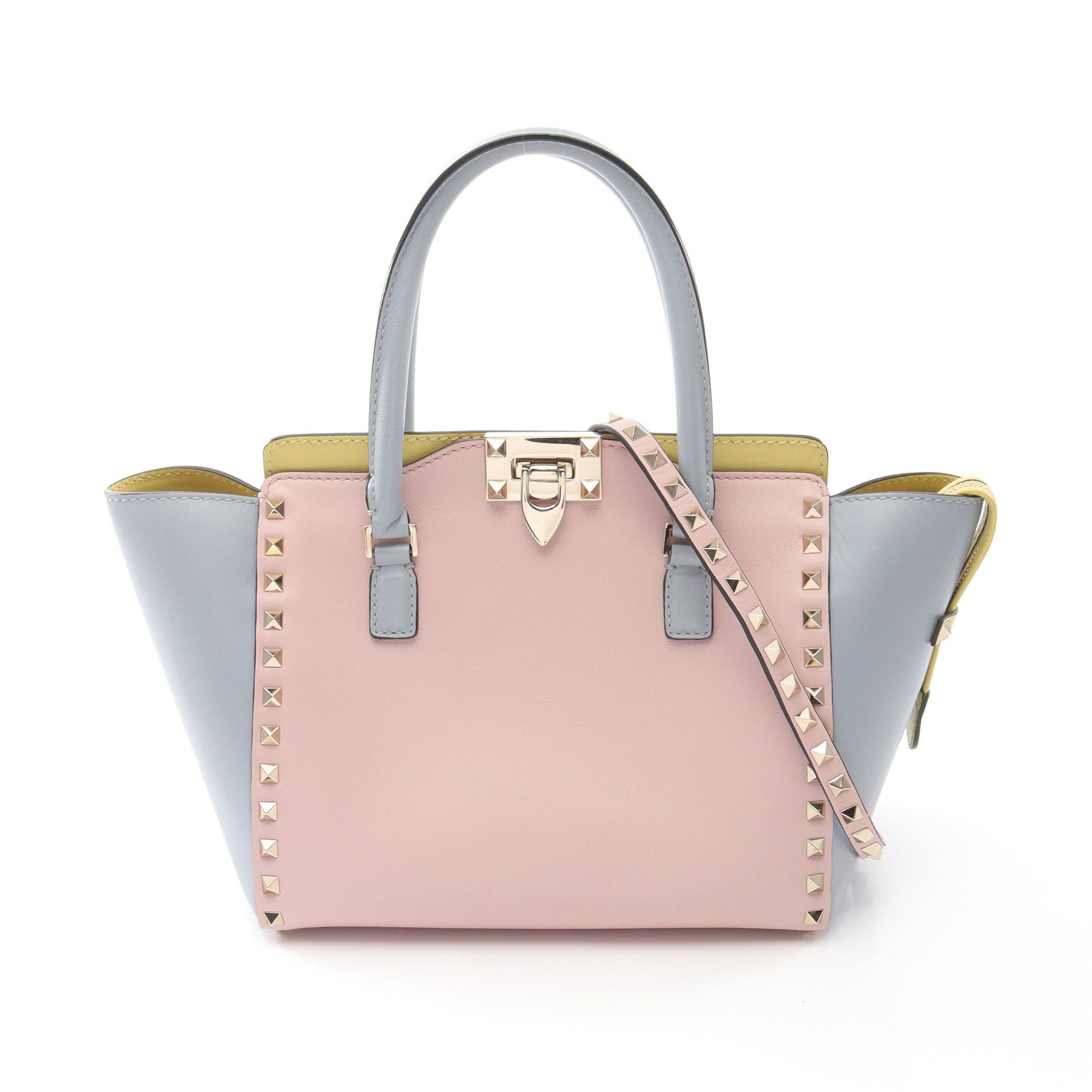 Valentino Valentino Rockstud Handbag Leather Light Pink Blue Multicolor Size ONE SIZE - 1 Thumbnail