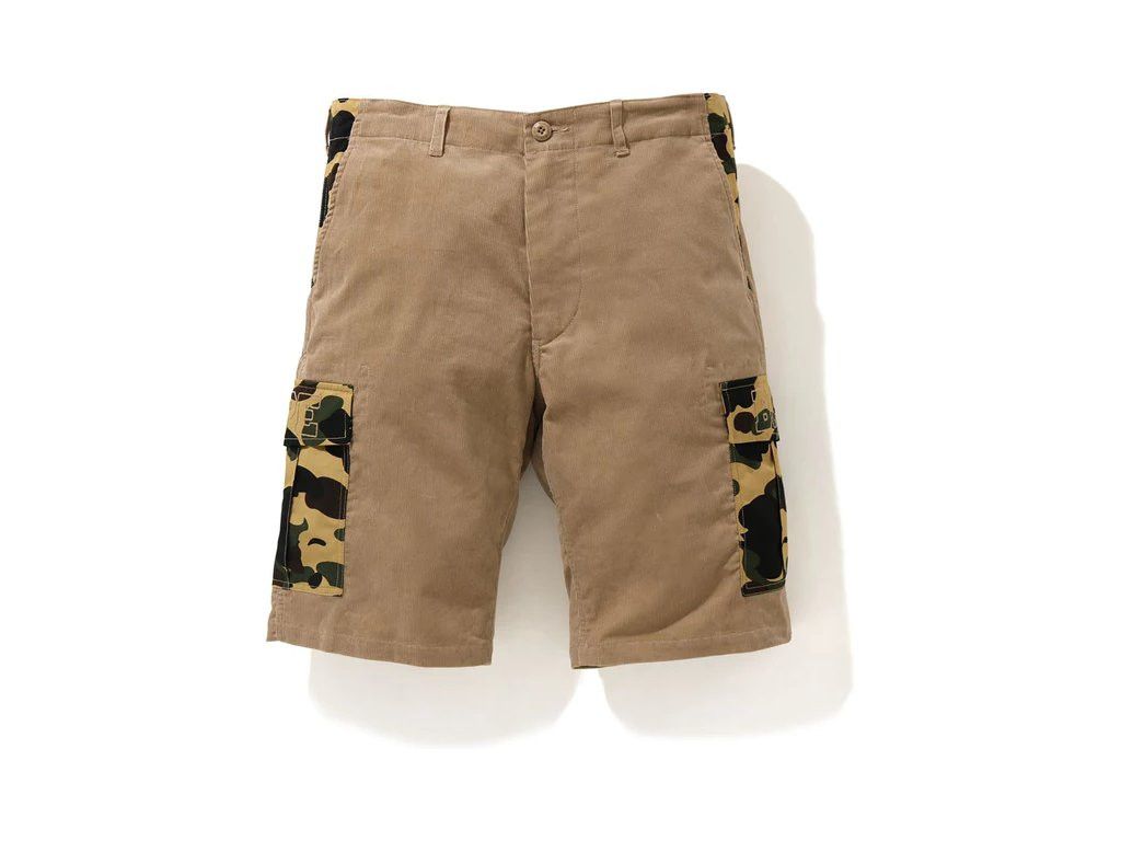 image of Bape 1St Camo Corduroy Wide 6Pocket Shorts in Beige, Men's (Size 30)