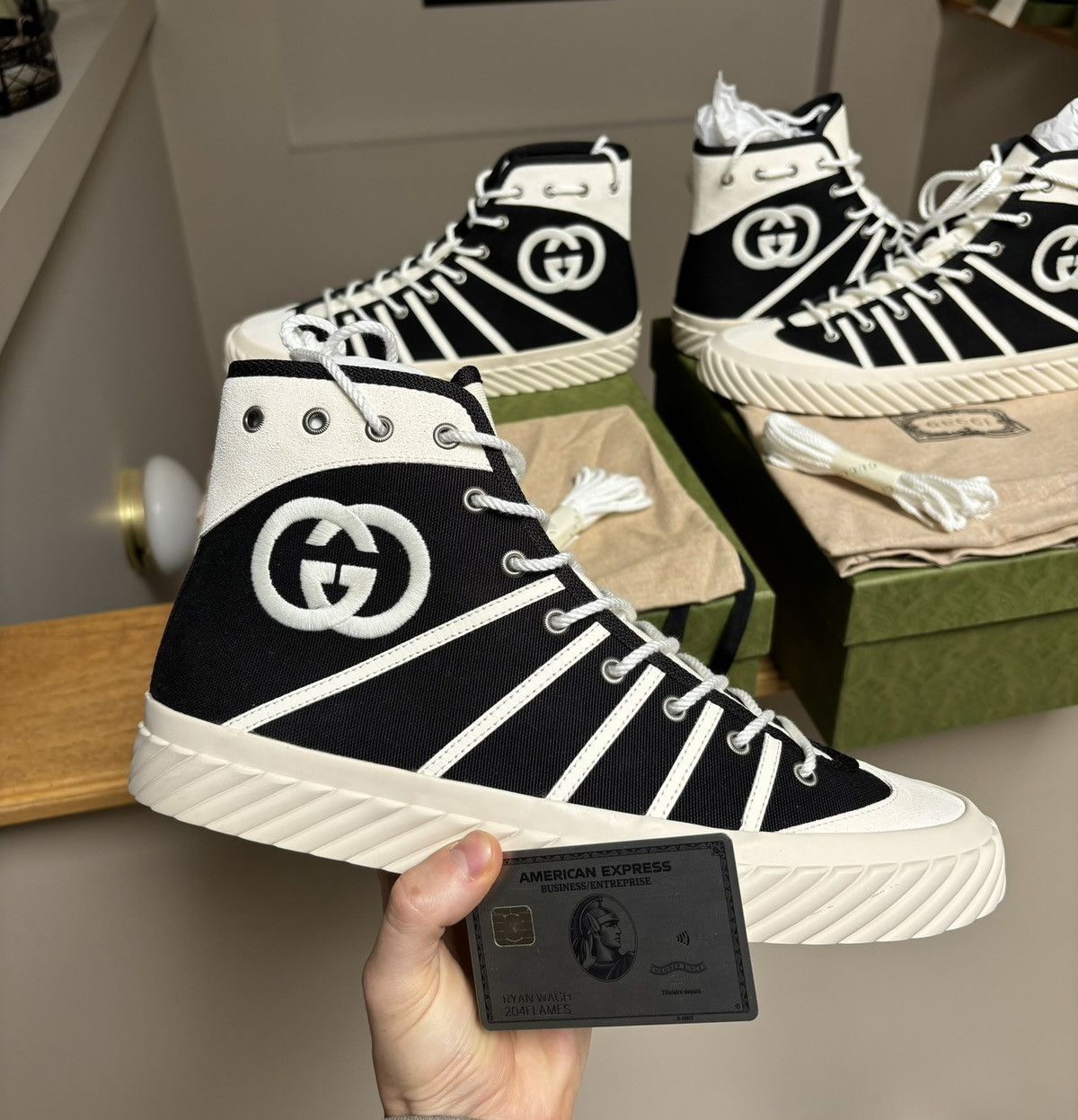 Gucci Gucci GG Black/White Interlock High Tops Size US 8.5 / EU 41-42 - 1 Thumbnail