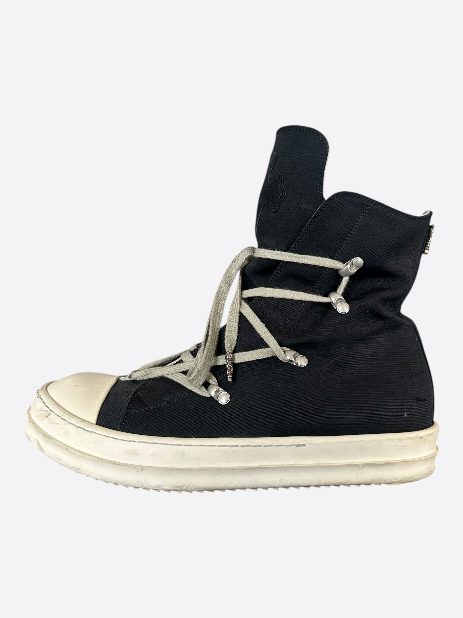 Rick Owens Chrome Hearts Black & White Cross Patch Hexagram Sneakers Size US 10 / EU 43 - 3 Thumbnail