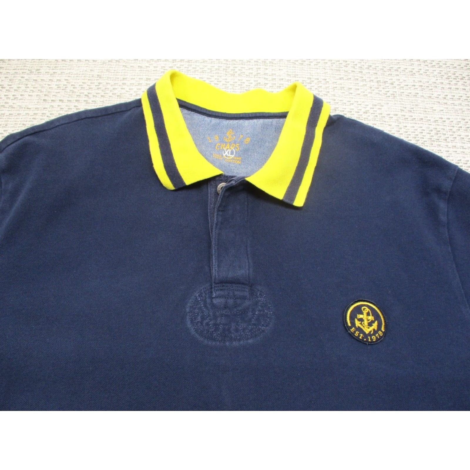 Chaps Chaps Polo Shirt Mens XL Blue Yellow Cotton Short Sleeve Anchor Logo Golf Rugby Shirt Size US XL / EU 56 / 4 - 4 Thumbnail