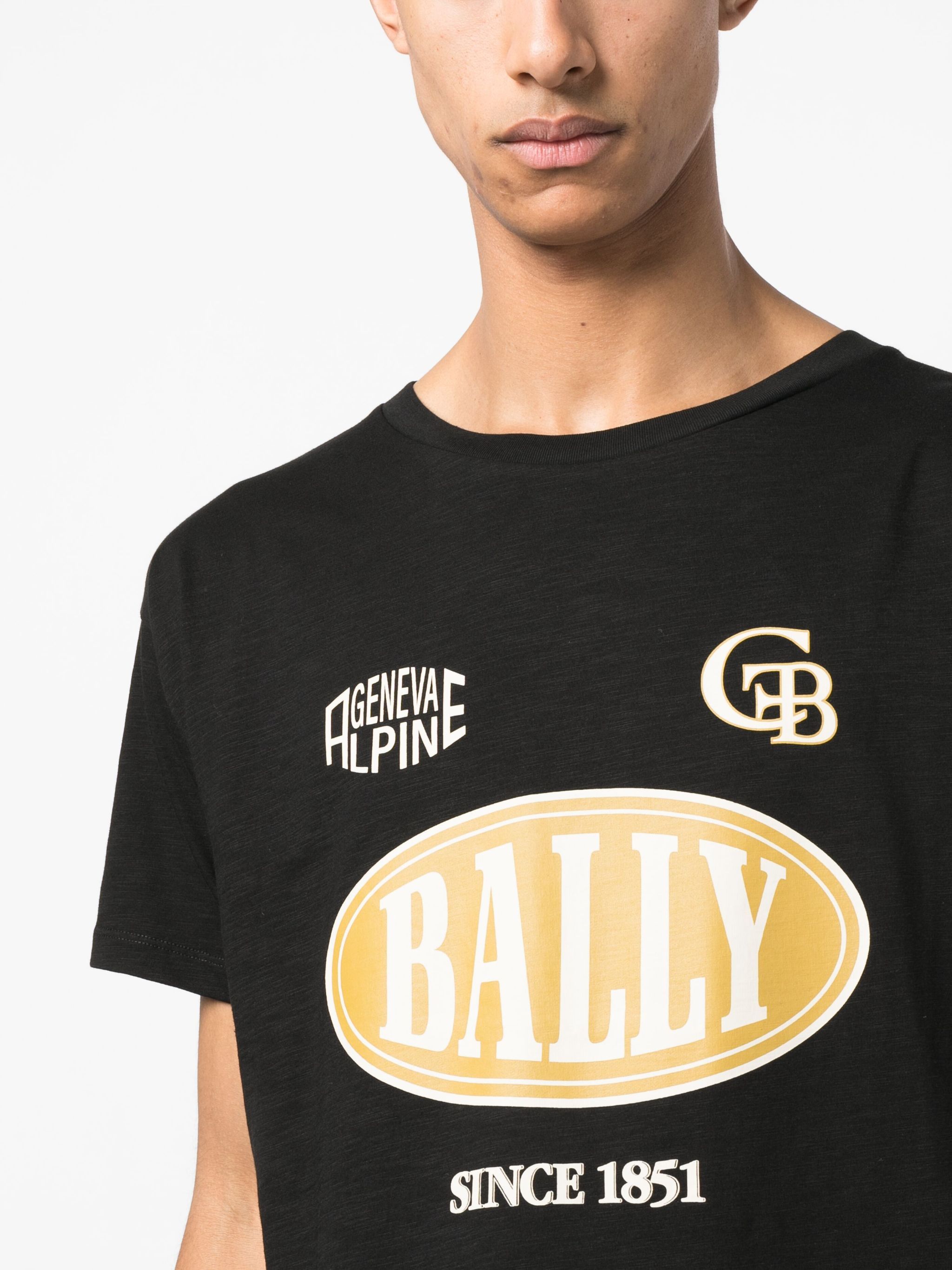 Bally o1y1224 Short Sleeves Logo Print Cotton T-Shirt in Black Size US L / EU 52-54 / 3 - 5 Thumbnail