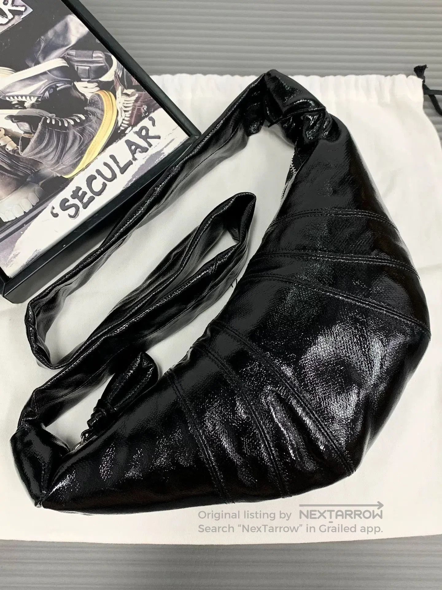 Lemaire Lemaire Small Black Coated Croissant Bag. Size ONE SIZE - 2 Thumbnail