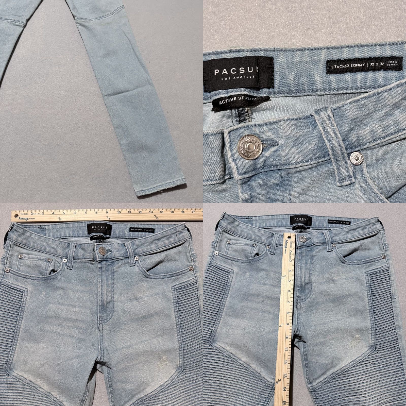 Pacsun Pacsun Biker Skinny Jeans Men Denim Active Stretch Distressed - 32x32 Blue 5-Pocket 32x32 Jeans Size US 32 / EU 48 - 8 Thumbnail