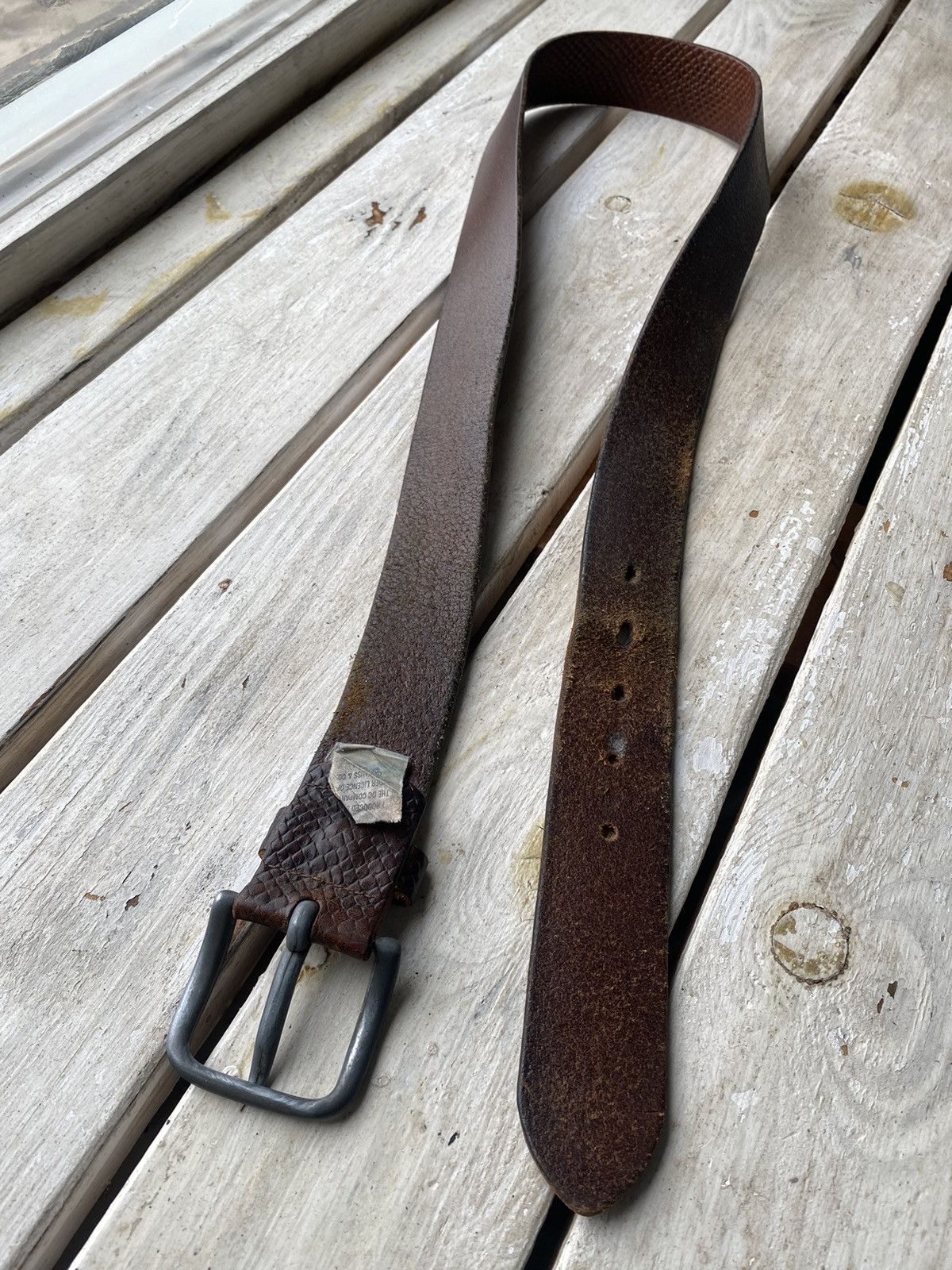 Levi's × Levi's Vintage Clothing × Vintage Cowboy 90s Levi’s Leather Black Belt Made In Italy Size ONE SIZE - 5 Thumbnail