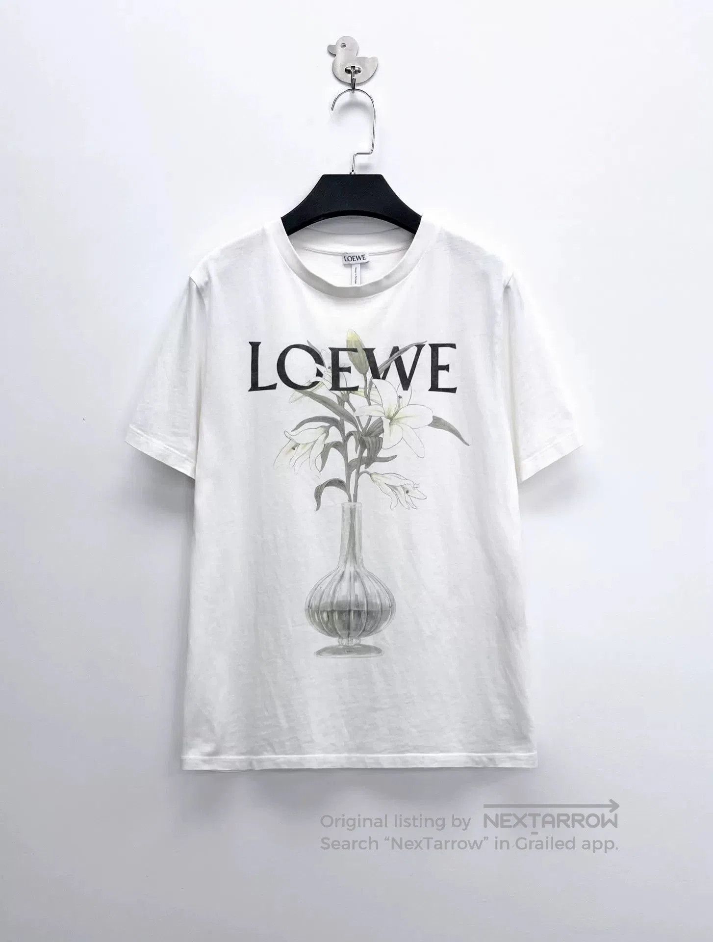 Loewe Loewe White Floral Logo Short Sleeve Top. Size S / US 4 / IT 40 - 1 Thumbnail