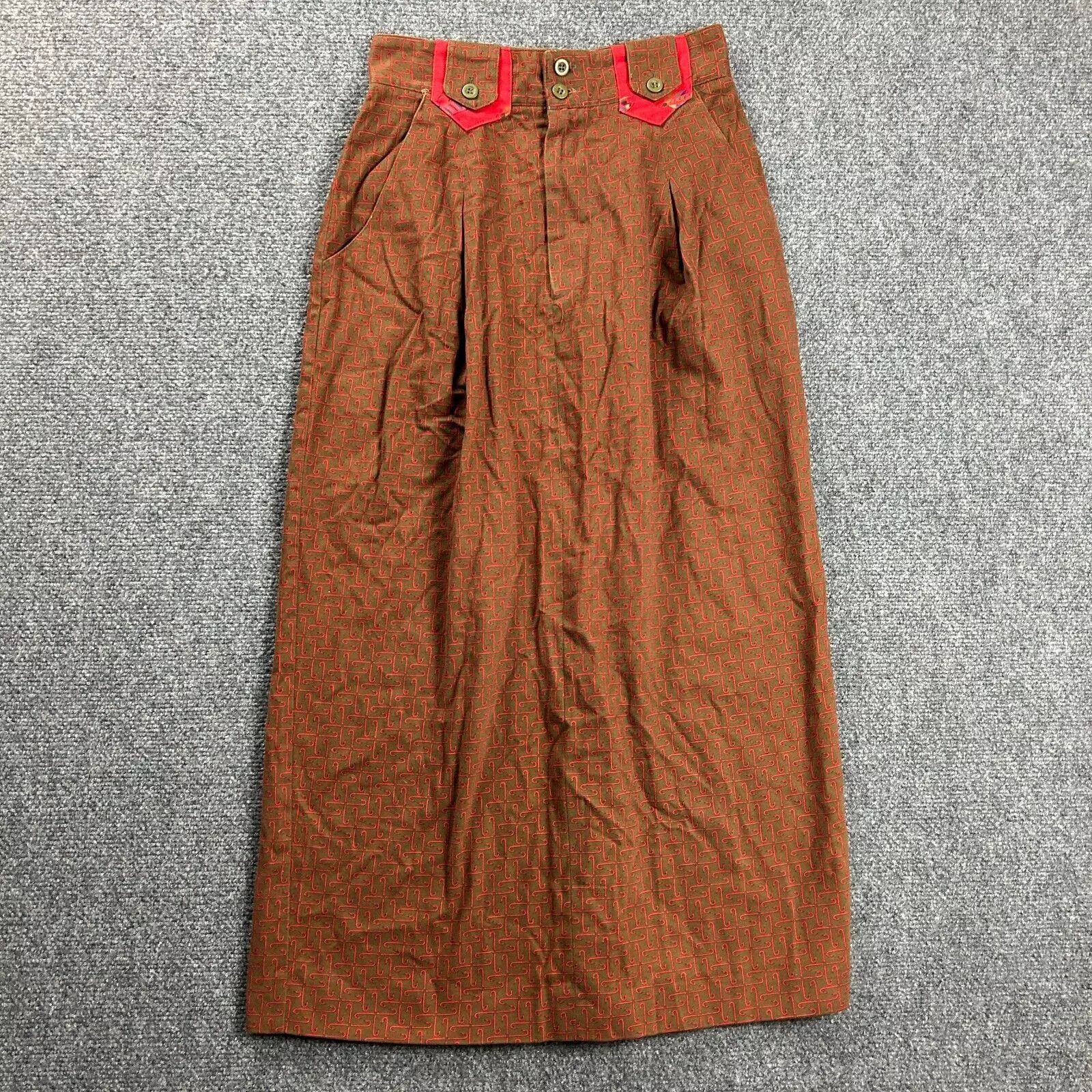 Vintage Alexander Campbell Skirt Womens 6 Brown Tribal Maxi Vintage Size 28" / US 6 / IT 42 - 1 Thumbnail