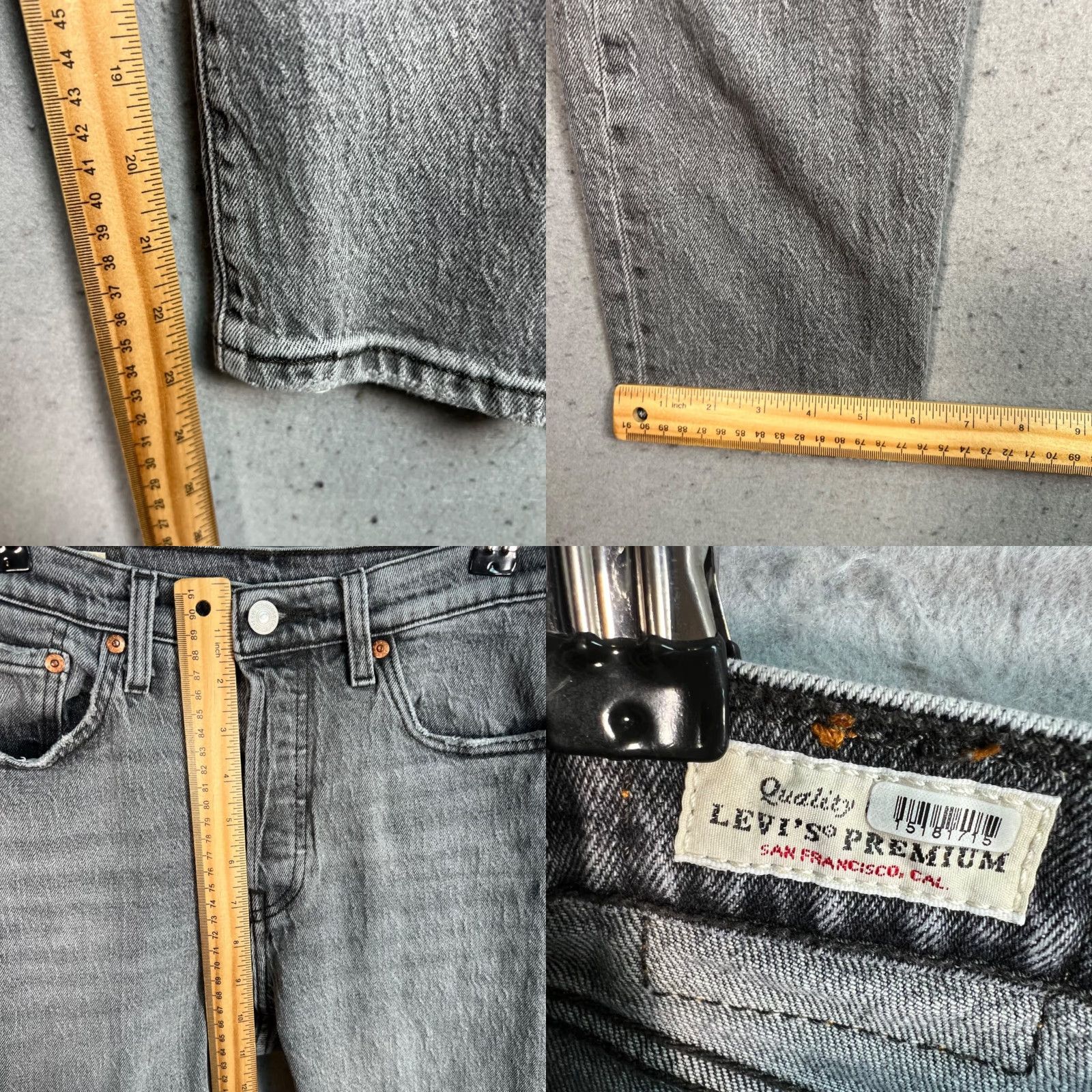 Levi's VINTAGE Levis 501 Original Fit Womens Jeans Gray Cotton Blend Denim 24 in Inseam 5-Pocket Design Adult Womens 25 Size 42" / US 20 - 8 Thumbnail