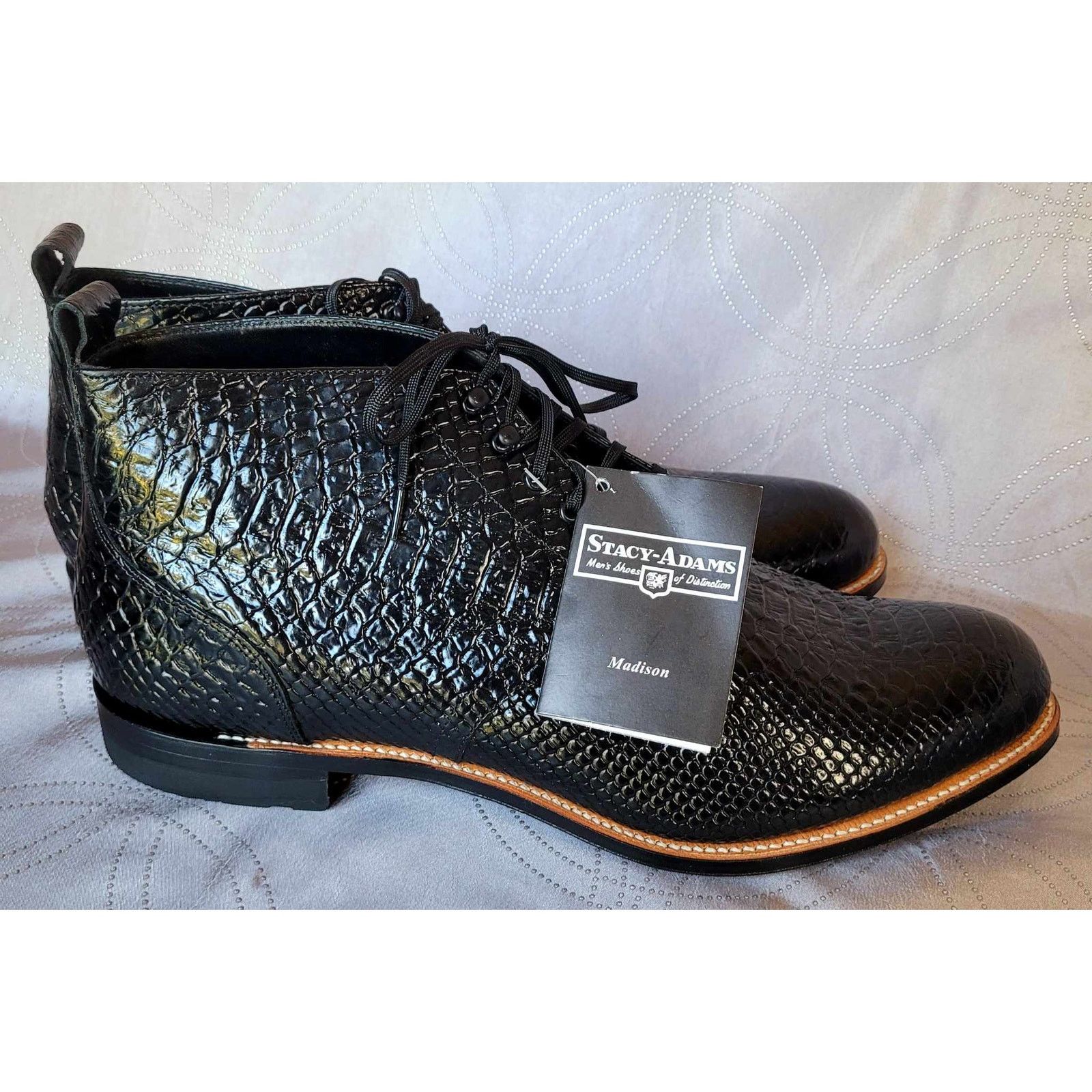 Stacy Adams NEW Size 14D Stacy Adams Black Leather High Top Boots Shoes Size US 14 / EU 47 - 11 Thumbnail