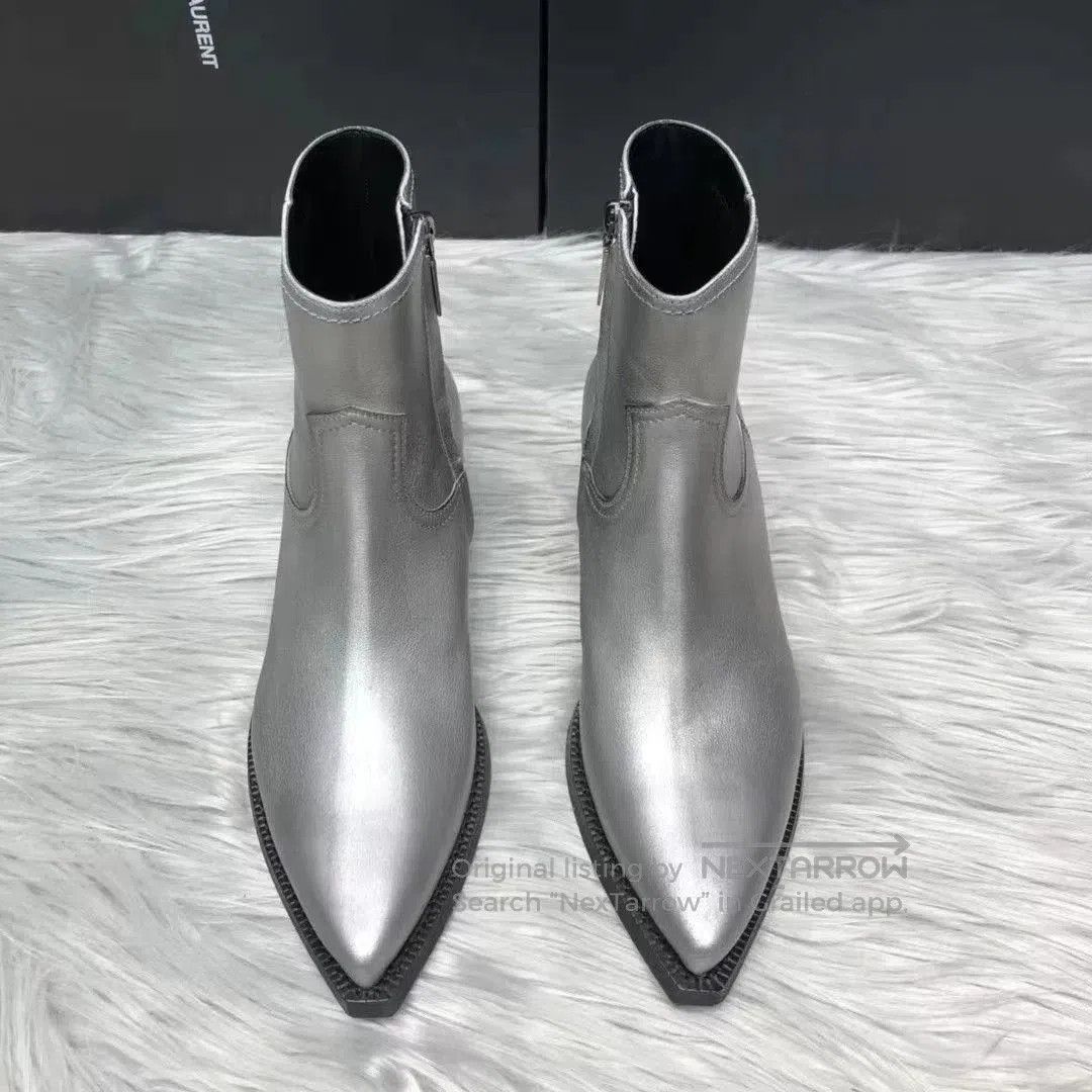 Saint Laurent Paris Saint Laurent Lukas Silver Pointed Boots. Size US 10 / EU 43 - 5 Thumbnail