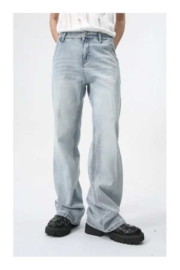 Japanese Brand Honjoh x Kida Simple casual light blue washed bootcut jeans Size US 33 - 1 Thumbnail