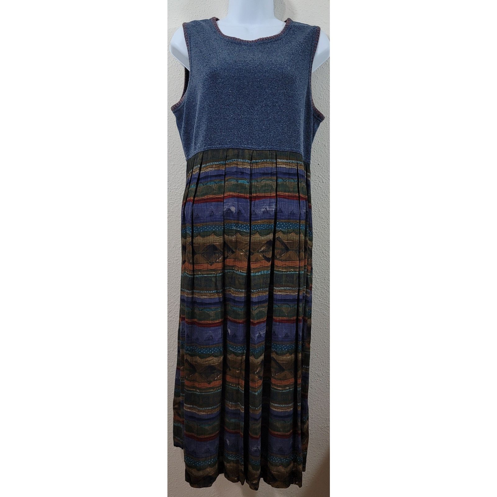 Other Karin Stevens Blue Knit Midi Dress W/Jacket 8P Buttons Size M / US 6-8 / IT 42-44 - 1 Thumbnail