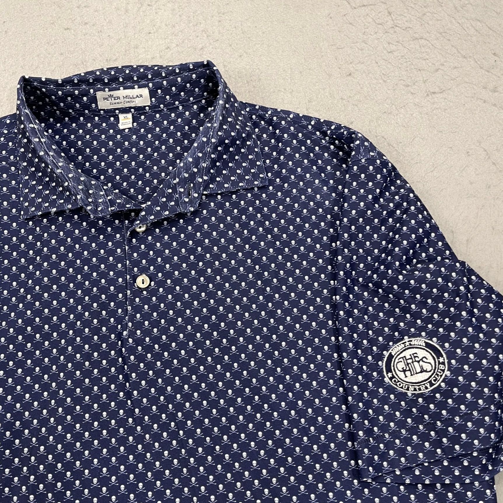 Peter Millar Peter Millar Polo Shirt Mens XL Summer Comfort Blue Skull Logo Golf Casual Short Sleeve Breathable Lightweight Stretch Polo Size US XL / EU 56 / 4 - 2 Thumbnail