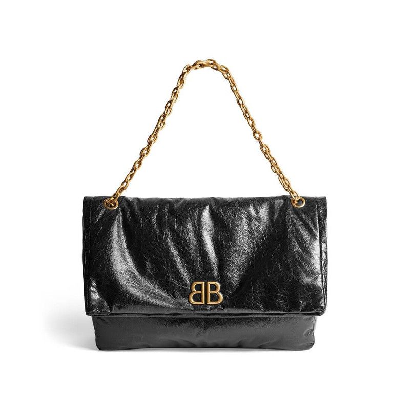 Balenciaga o1srvl11e0526 Size: OS / Monaco Large Chain Bag in Black Size ONE SIZE - 1 Thumbnail