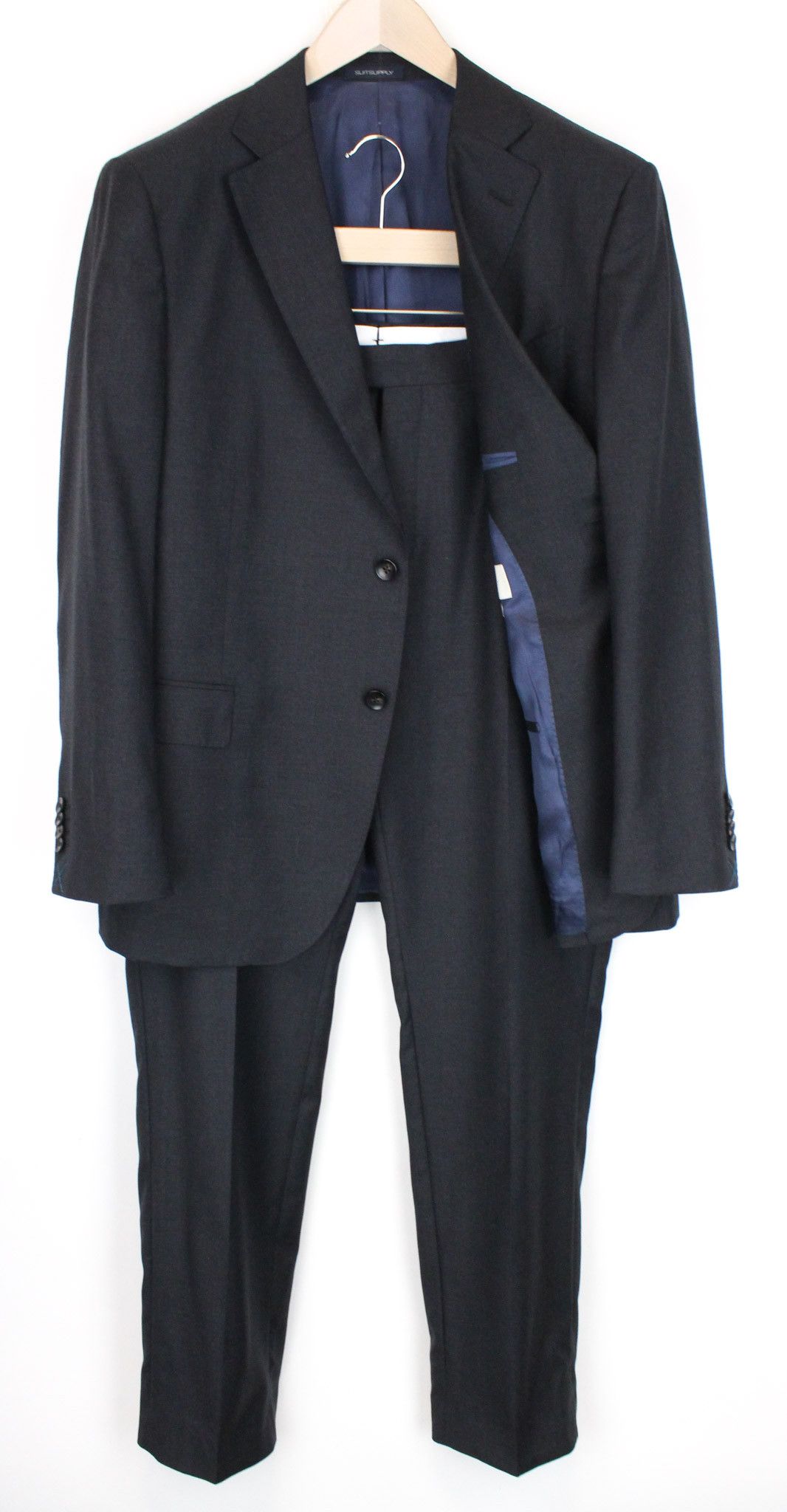 image of Suitsupply Napoli Uk46S Blue Wool Lined Suit 67397, Men's