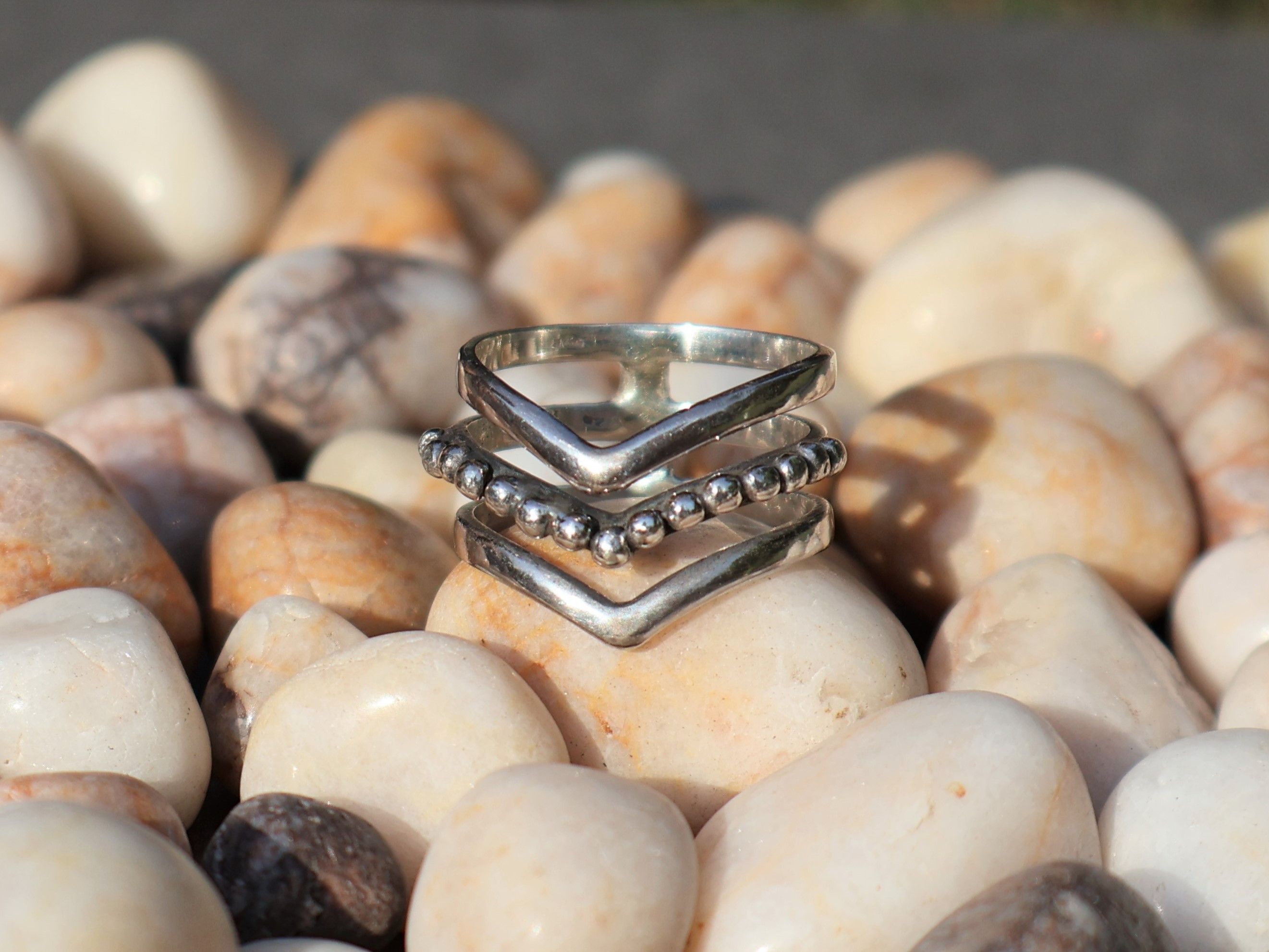 Handmade Tirple Layer Stacking Ring, Sterling Silver Handmade Band, Size ONE SIZE - 2 Thumbnail
