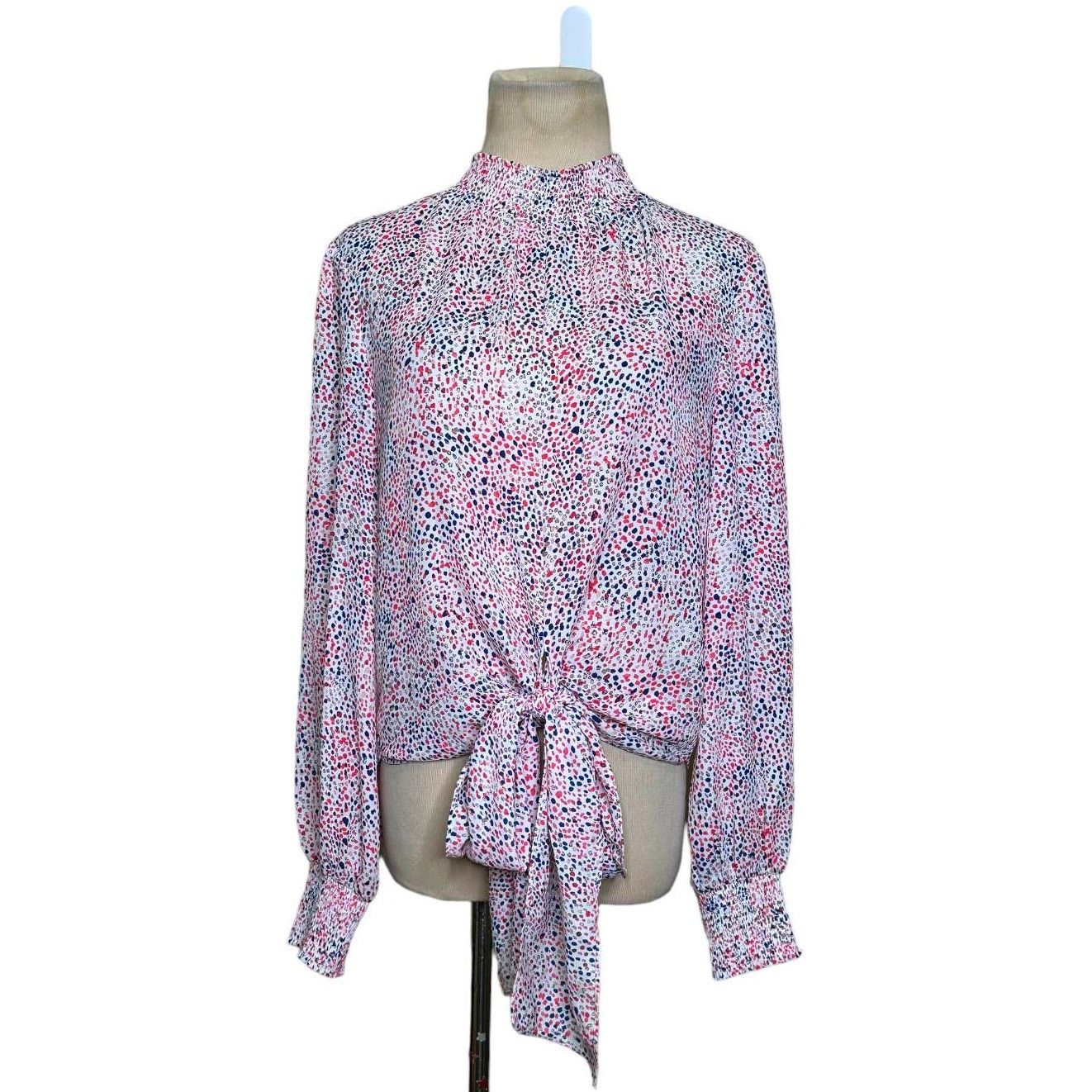 Rachel Zoe Rachel Zoe confetti print mock neck front tie blouse size XS Size XS / US 0-2 / IT 36-38 - 8 Thumbnail