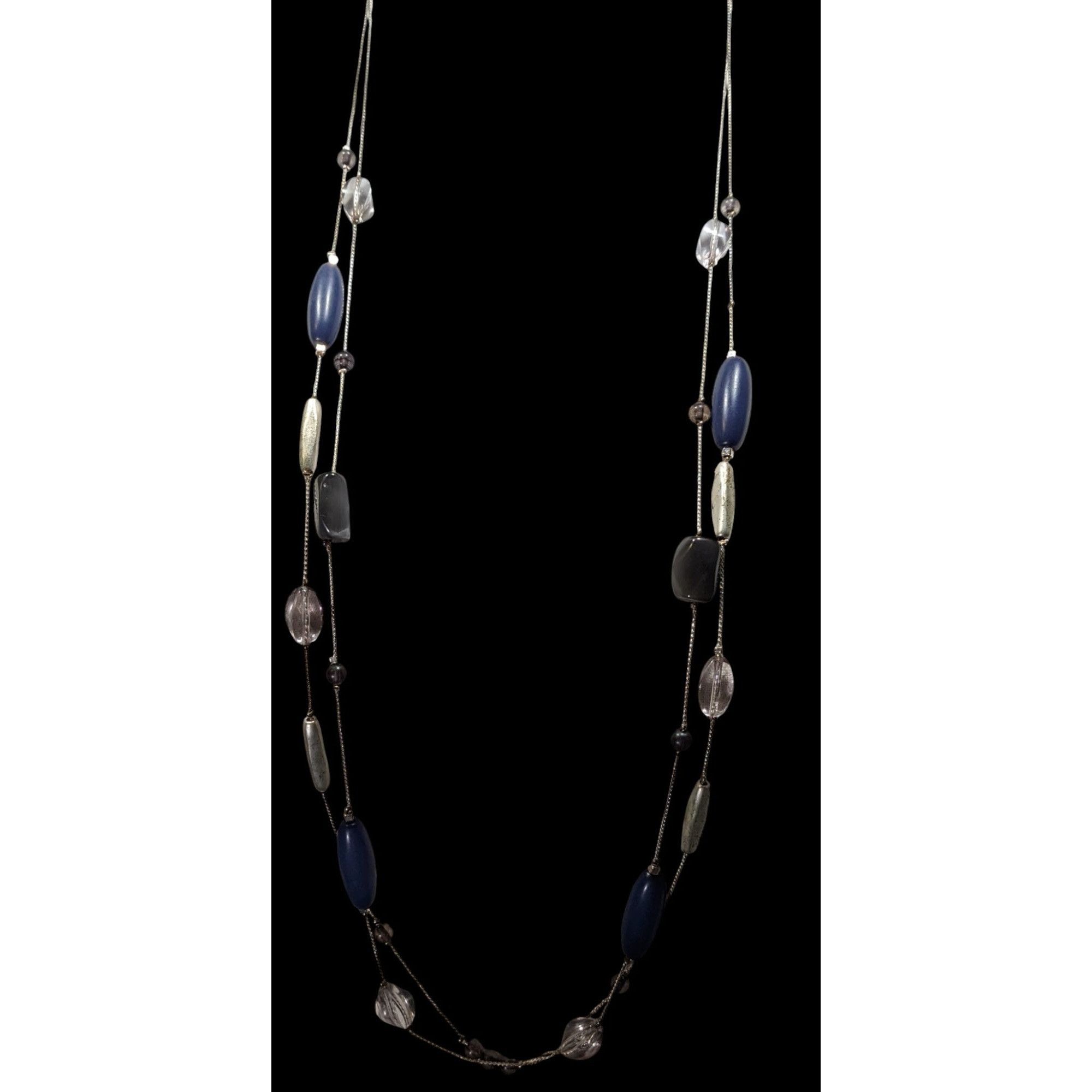 Other Multi-Strand Beaded Necklace With Blue Silver & Clear Beads Size ONE SIZE - 4 Thumbnail