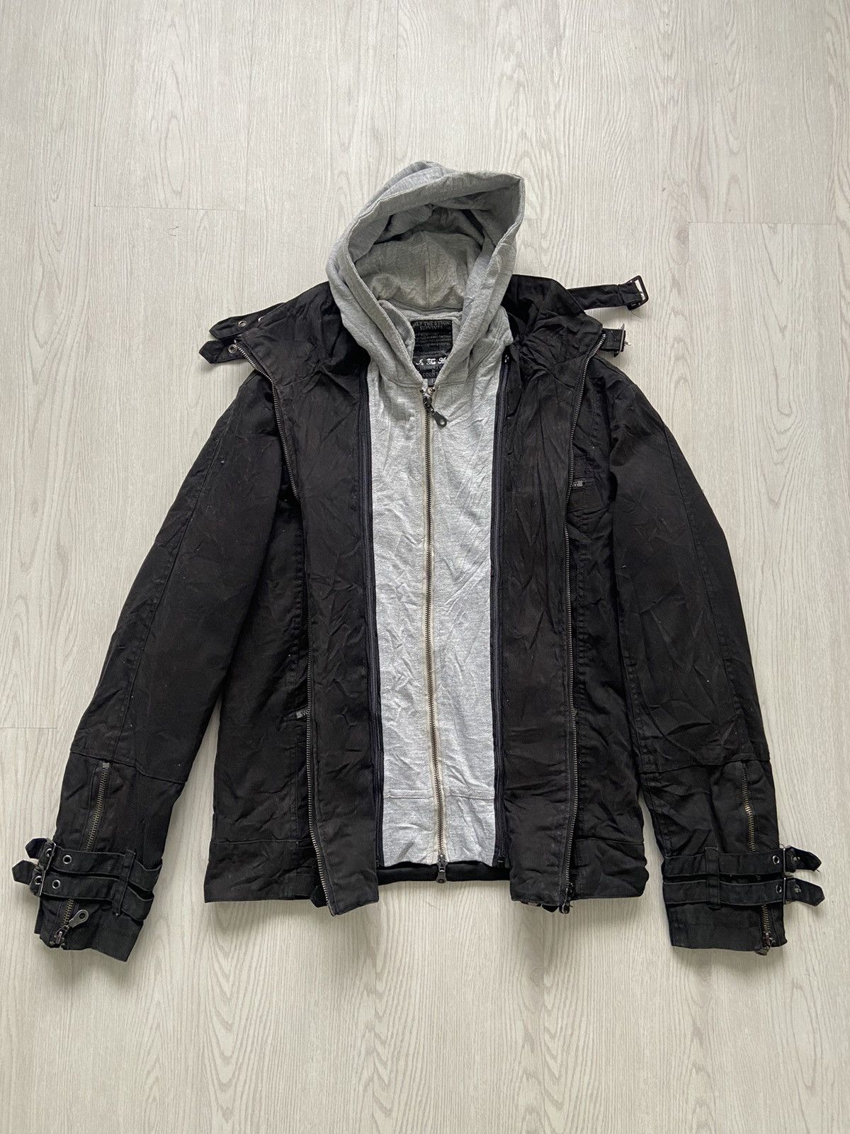 14th Addiction Vintage In The Attic Bondage Zipper Strap Jacket Size US L / EU 52-54 / 3 - 3 Thumbnail