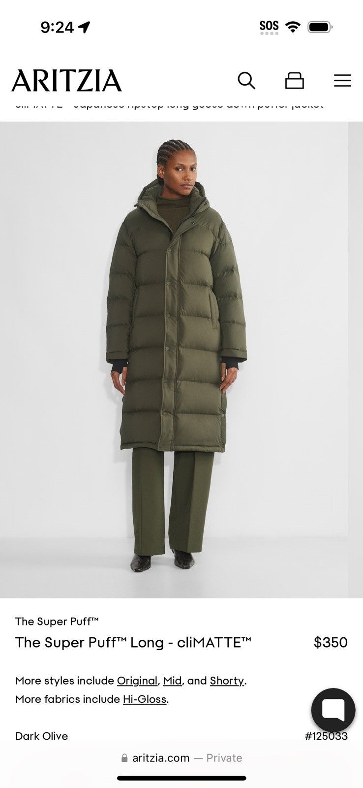 Aritzia The Super Puff™ Long - cliMATTE Size L / US 10 / IT 46 - 2 Thumbnail