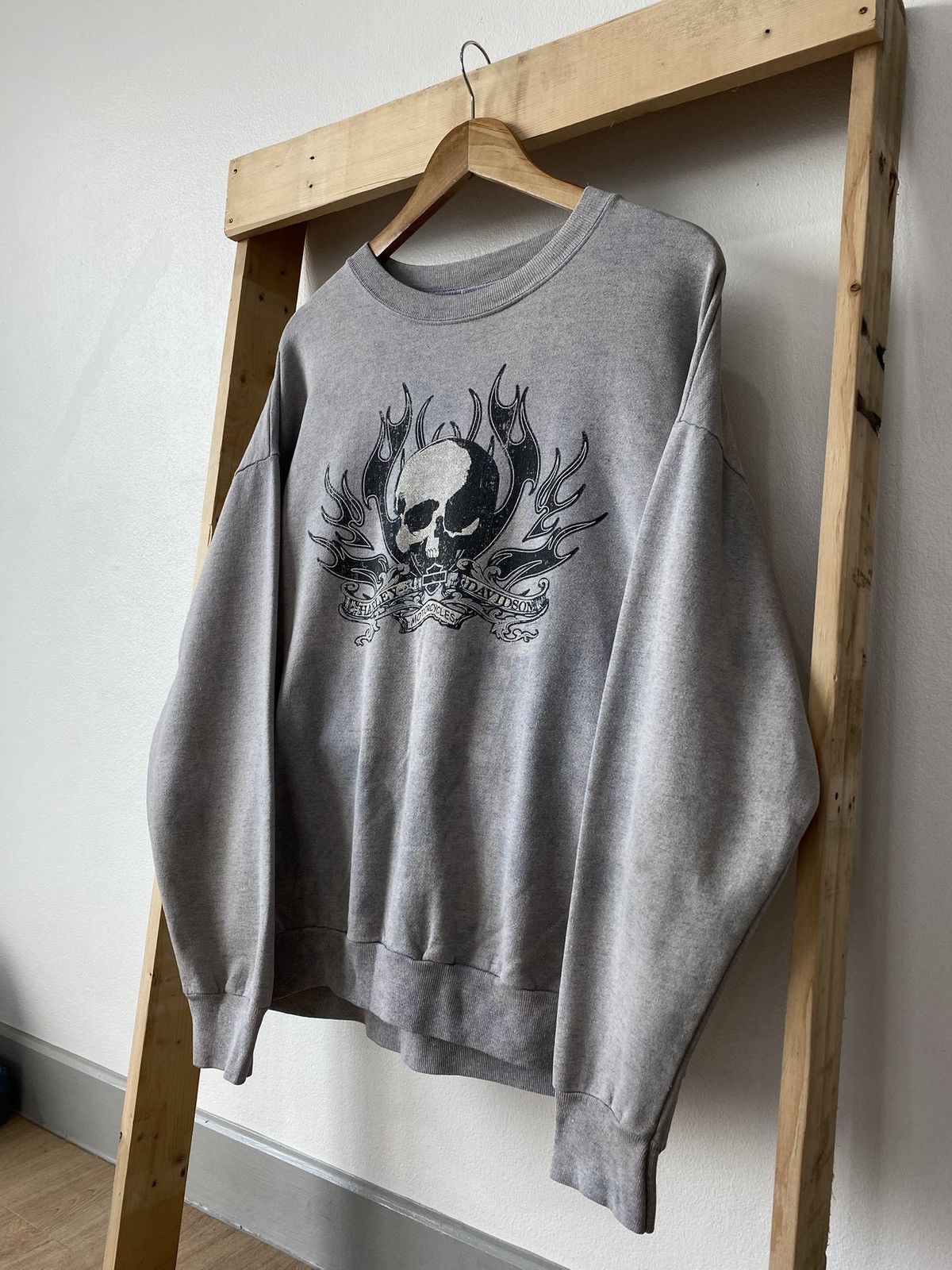 Harley Davidson Vintage 00’s Harley-Davidson Skull Sweatshirt💀🔥 Size US L / EU 52-54 / 3 - 4 Thumbnail