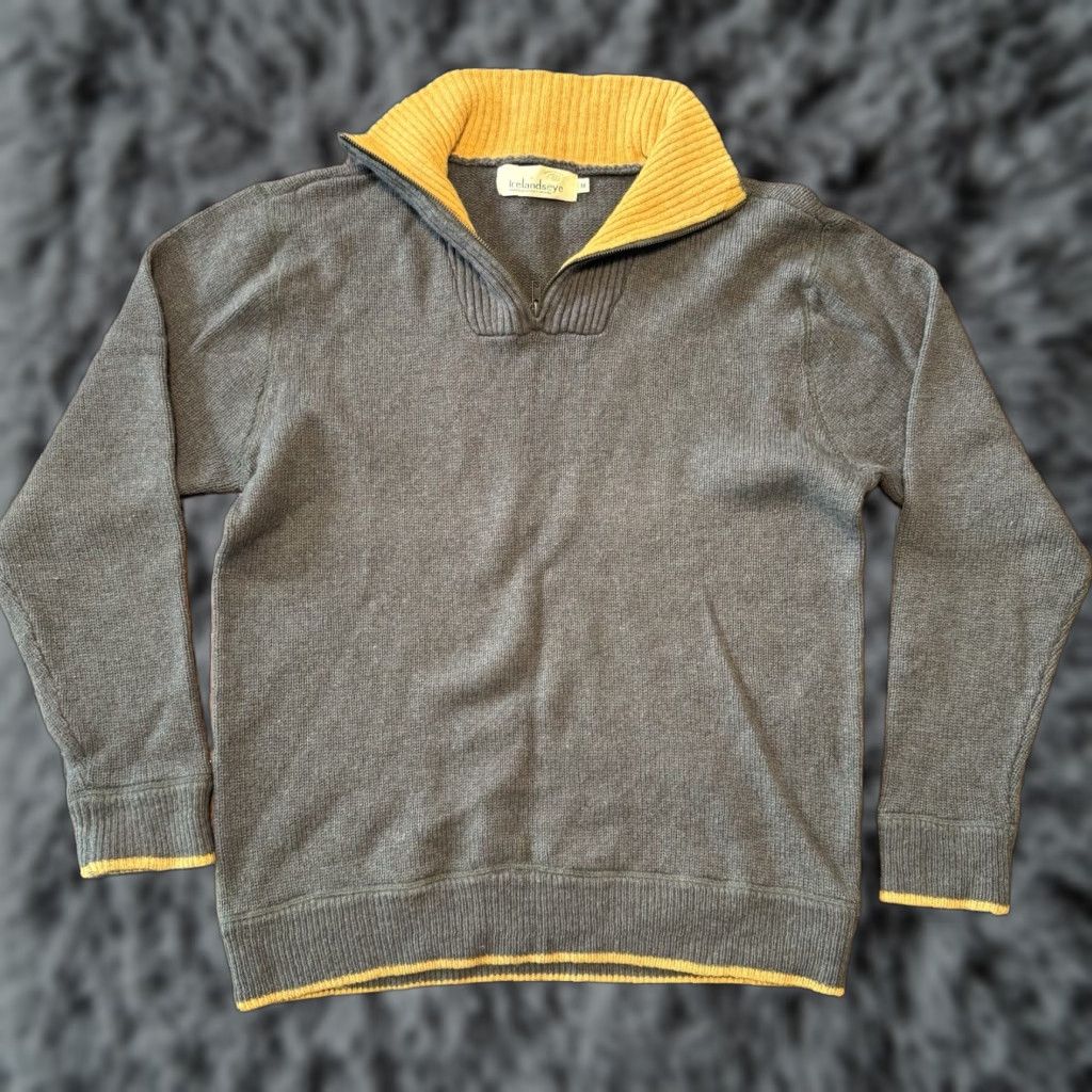 Vintage VINTAGE Irelands Eye Sweater Mens Medium Green Wool Pullover 1/4 Zip Ribbed Heavy Thick Knit Mock Neck 1/4 Zip Wool Size US M / EU 48-50 / 2 - 1 Thumbnail